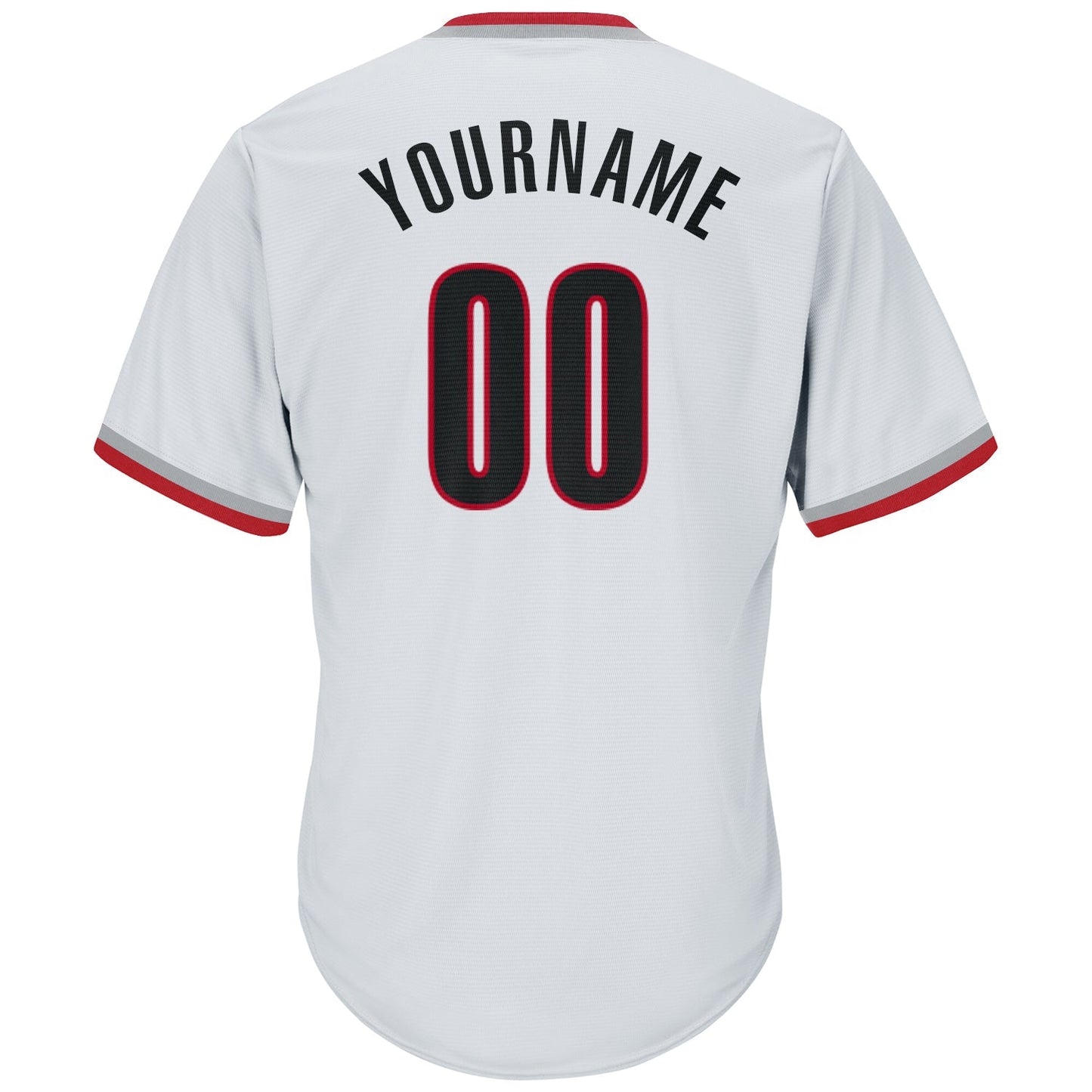 Custom White Black-Red Authentic Throwback Rib-Knit Baseball Jersey Shirt baseball jersey product view 3