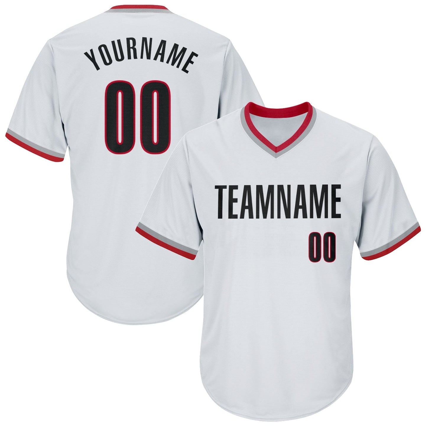 Custom White Black-Red Authentic Throwback Rib-Knit Baseball Jersey Shirt baseball jersey product view 1