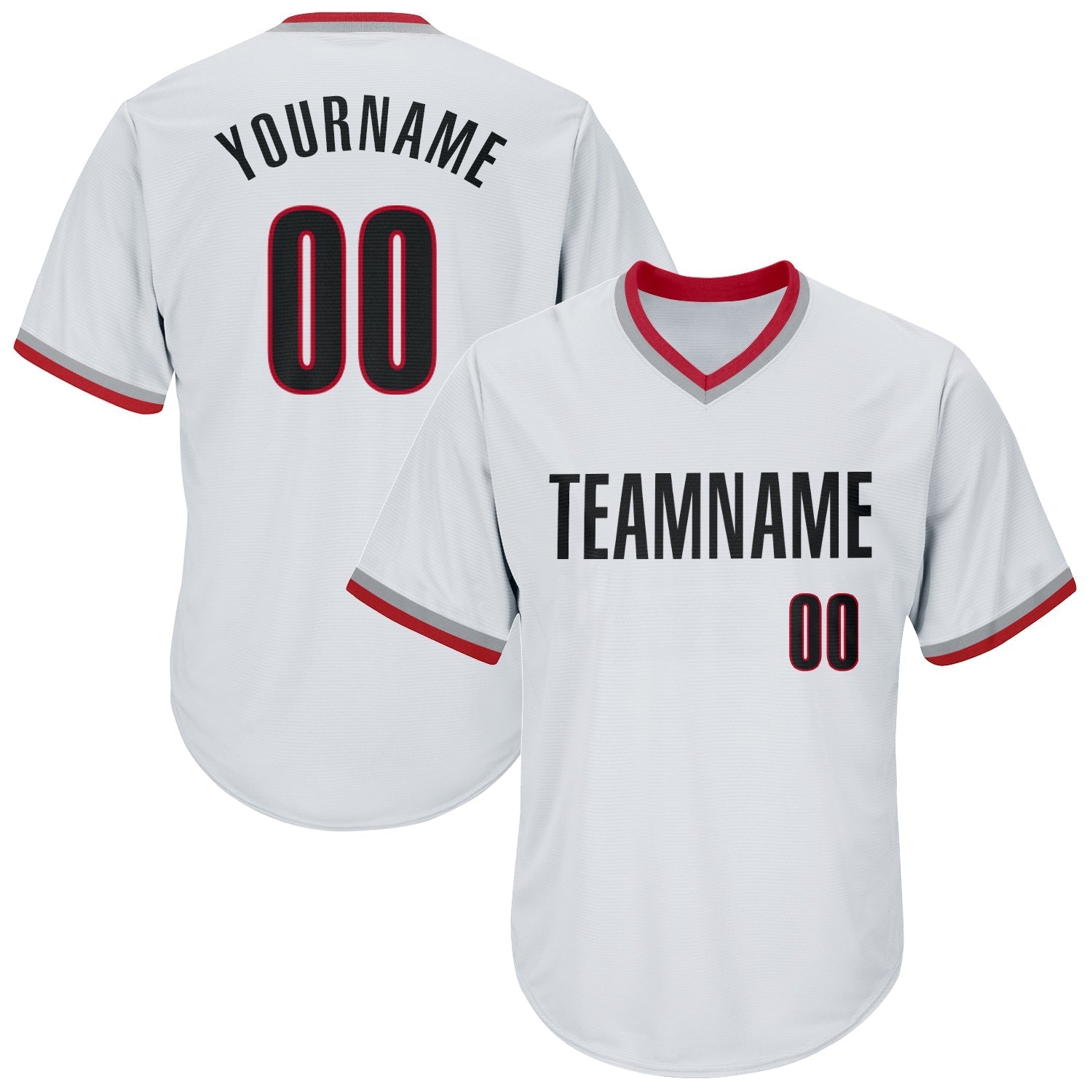 Custom White Black-Red Authentic Throwback Rib-Knit Baseball Jersey Shirt baseball jersey product view 1