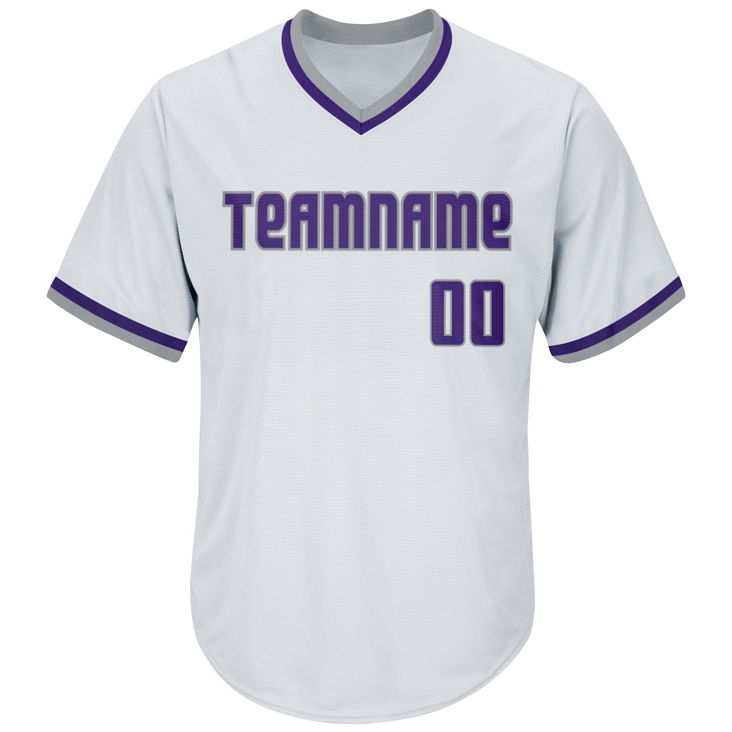 Custom White Purple-Gray Authentic Throwback Rib-Knit Baseball Jersey Shirt baseball jersey product view 2