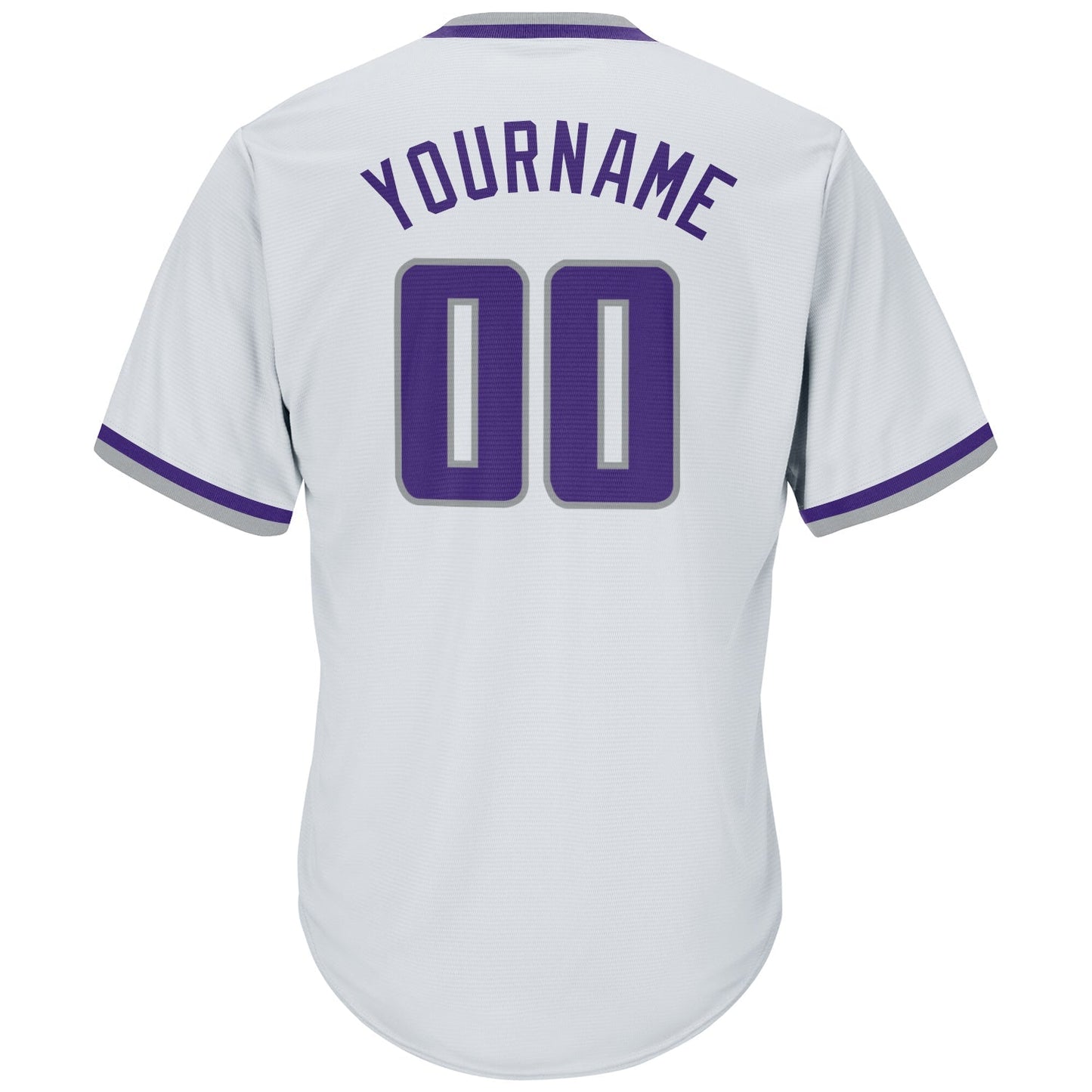 Custom White Purple-Gray Authentic Throwback Rib-Knit Baseball Jersey Shirt baseball jersey product view 3