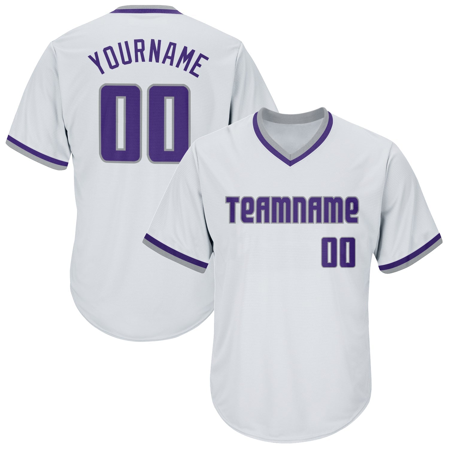 Custom White Purple-Gray Authentic Throwback Rib-Knit Baseball Jersey Shirt baseball jersey product view 1