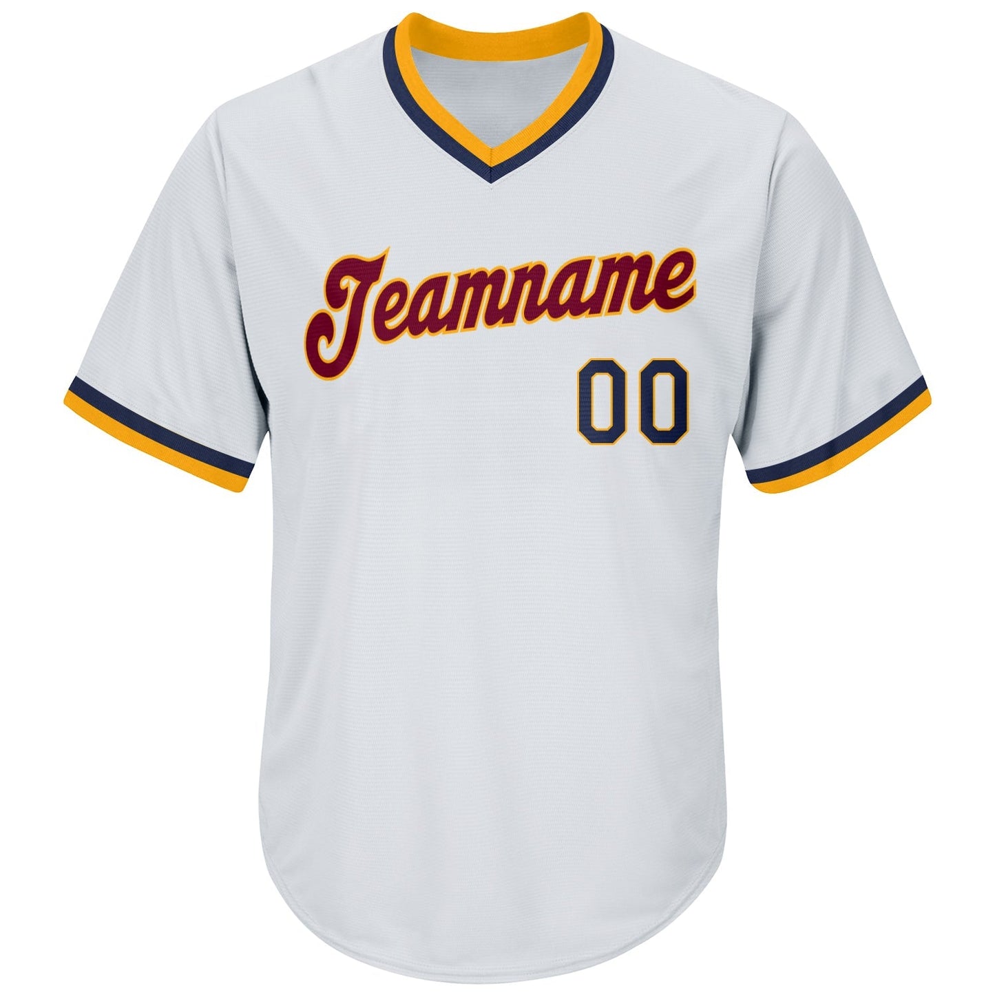 Custom White Navy-Gold Authentic Throwback Rib-Knit Baseball Jersey Shirt baseball jersey product view 2