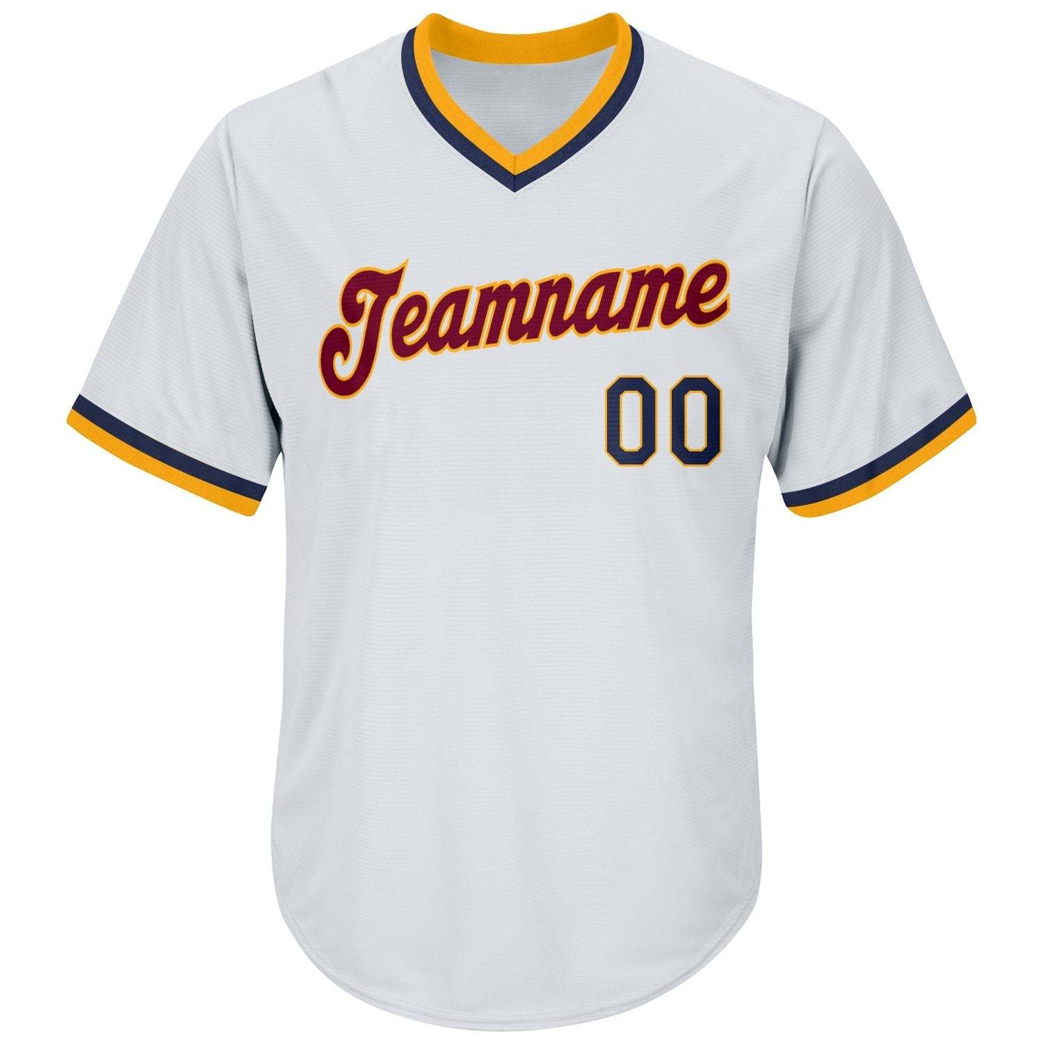 Custom White Navy-Gold Authentic Throwback Rib-Knit Baseball Jersey Shirt baseball jersey product view 2