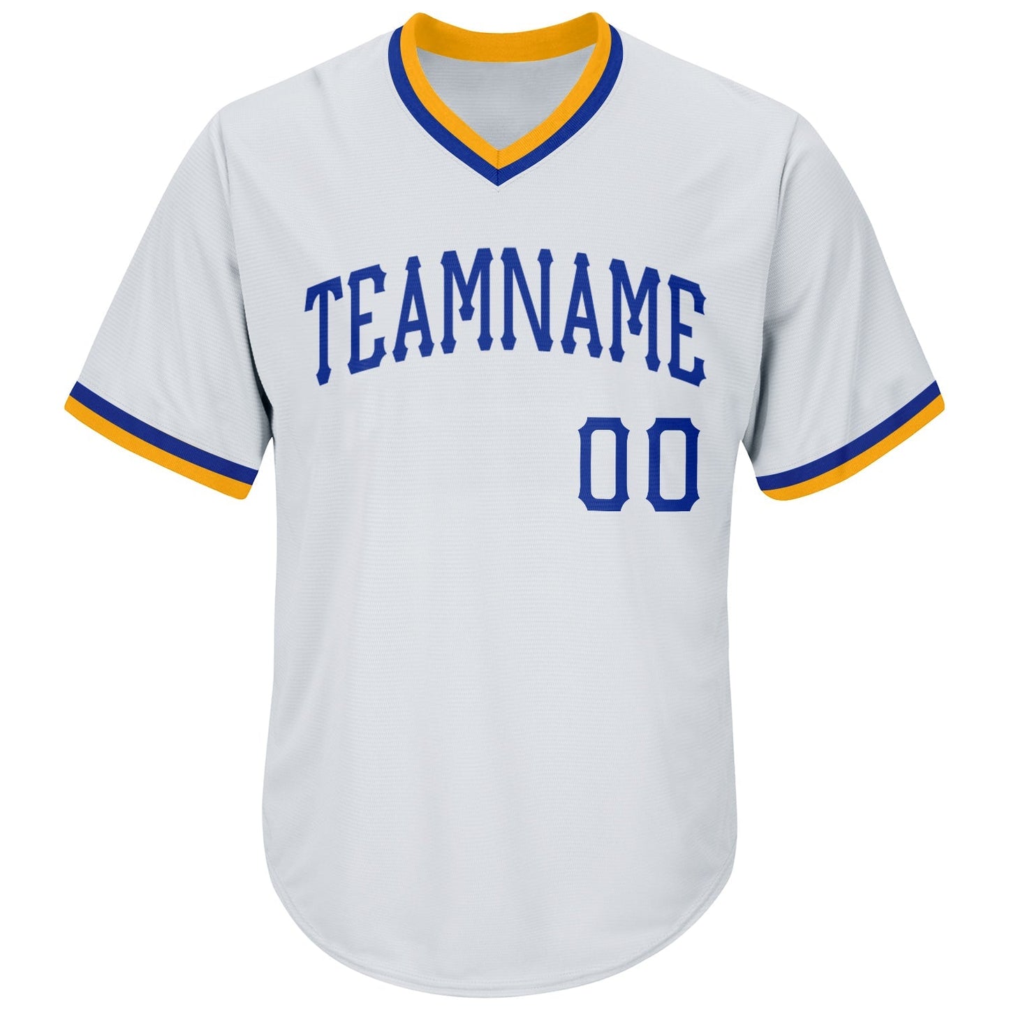 Custom White Royal-Gold Authentic Throwback Rib-Knit Baseball Jersey Shirt baseball jersey product view 2