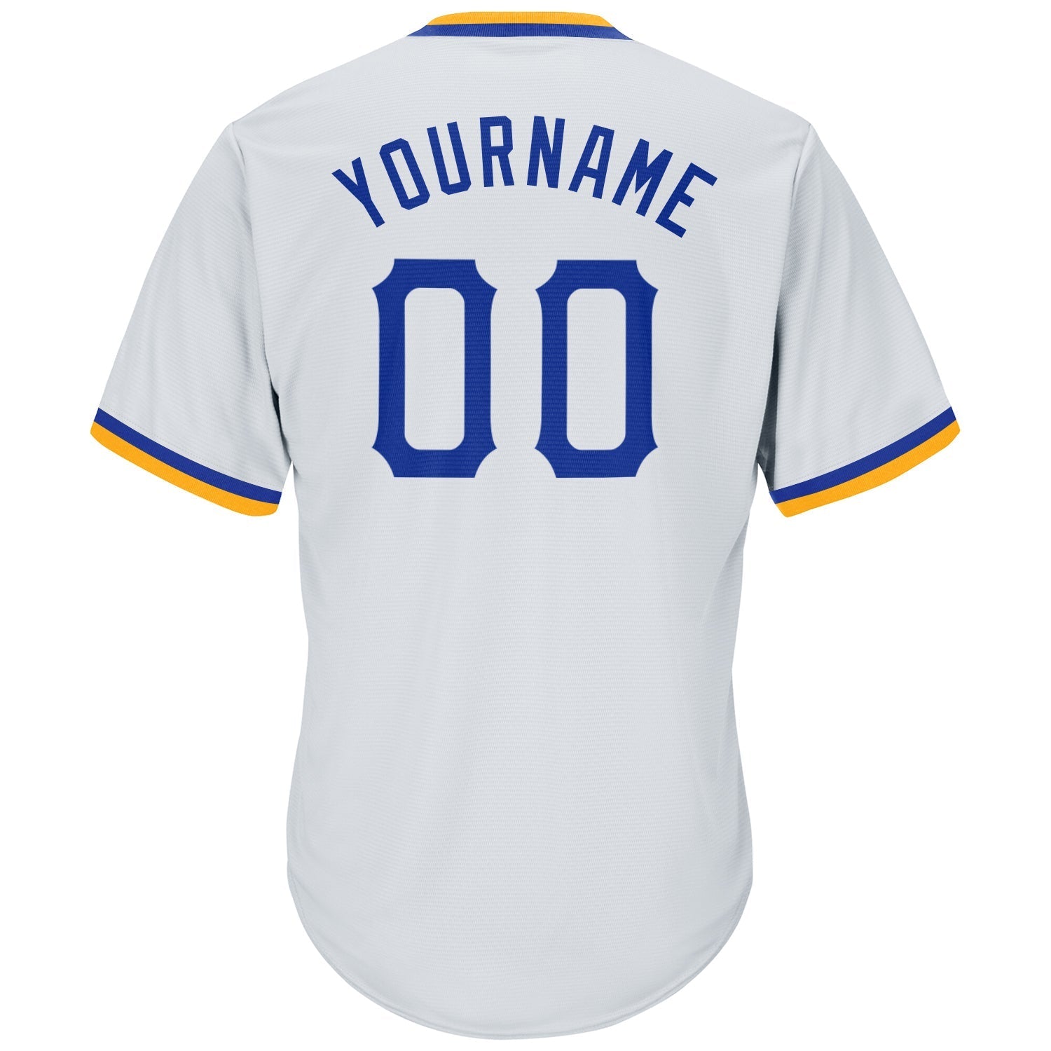 Custom White Royal-Gold Authentic Throwback Rib-Knit Baseball Jersey Shirt baseball jersey product view 3