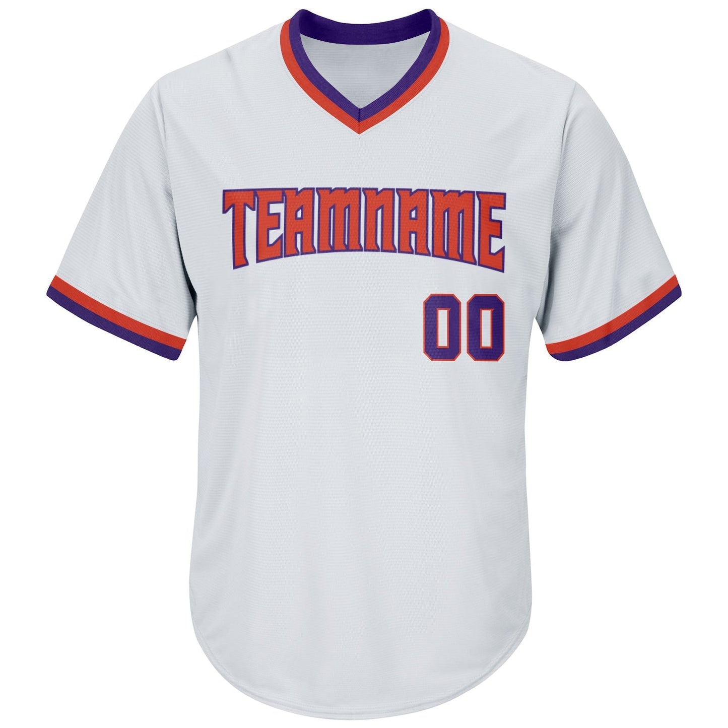 Custom White Purple-Orange Authentic Throwback Rib-Knit Baseball Jersey Shirt baseball jersey product view 2