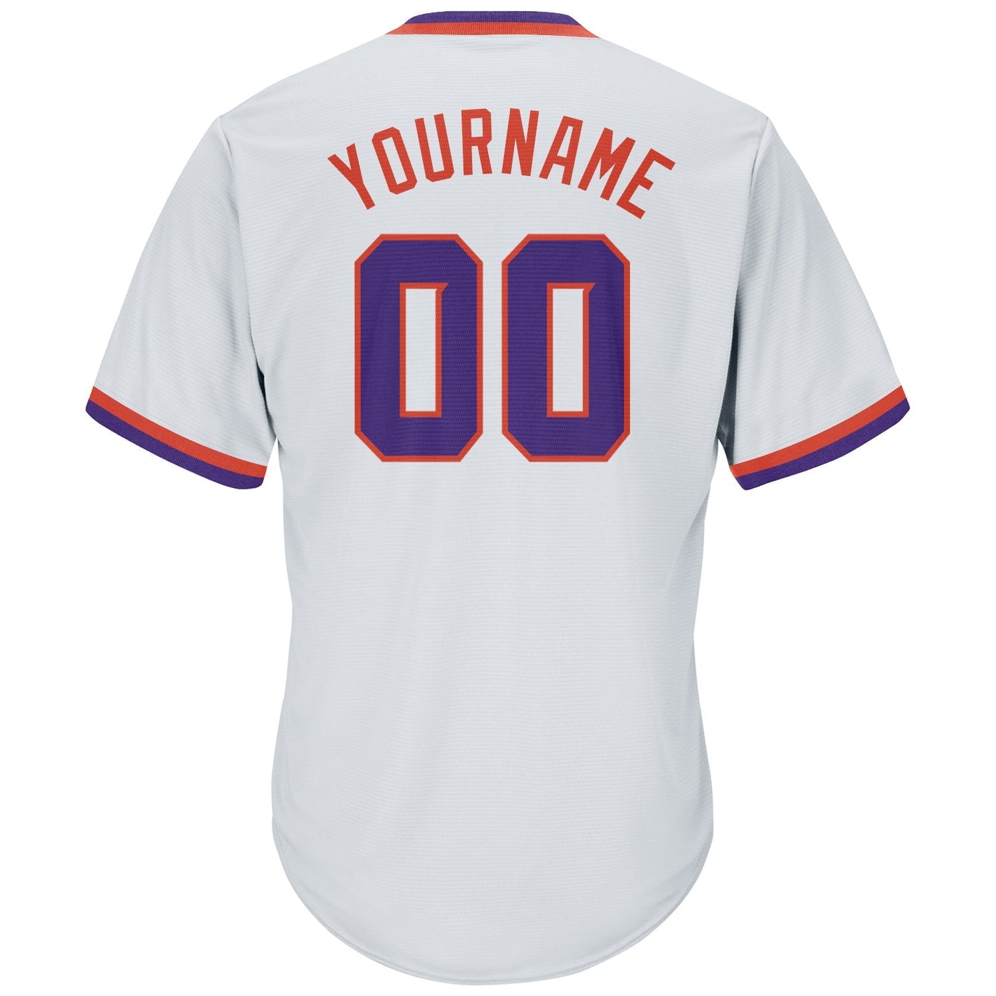 Custom White Purple-Orange Authentic Throwback Rib-Knit Baseball Jersey Shirt baseball jersey product view 3