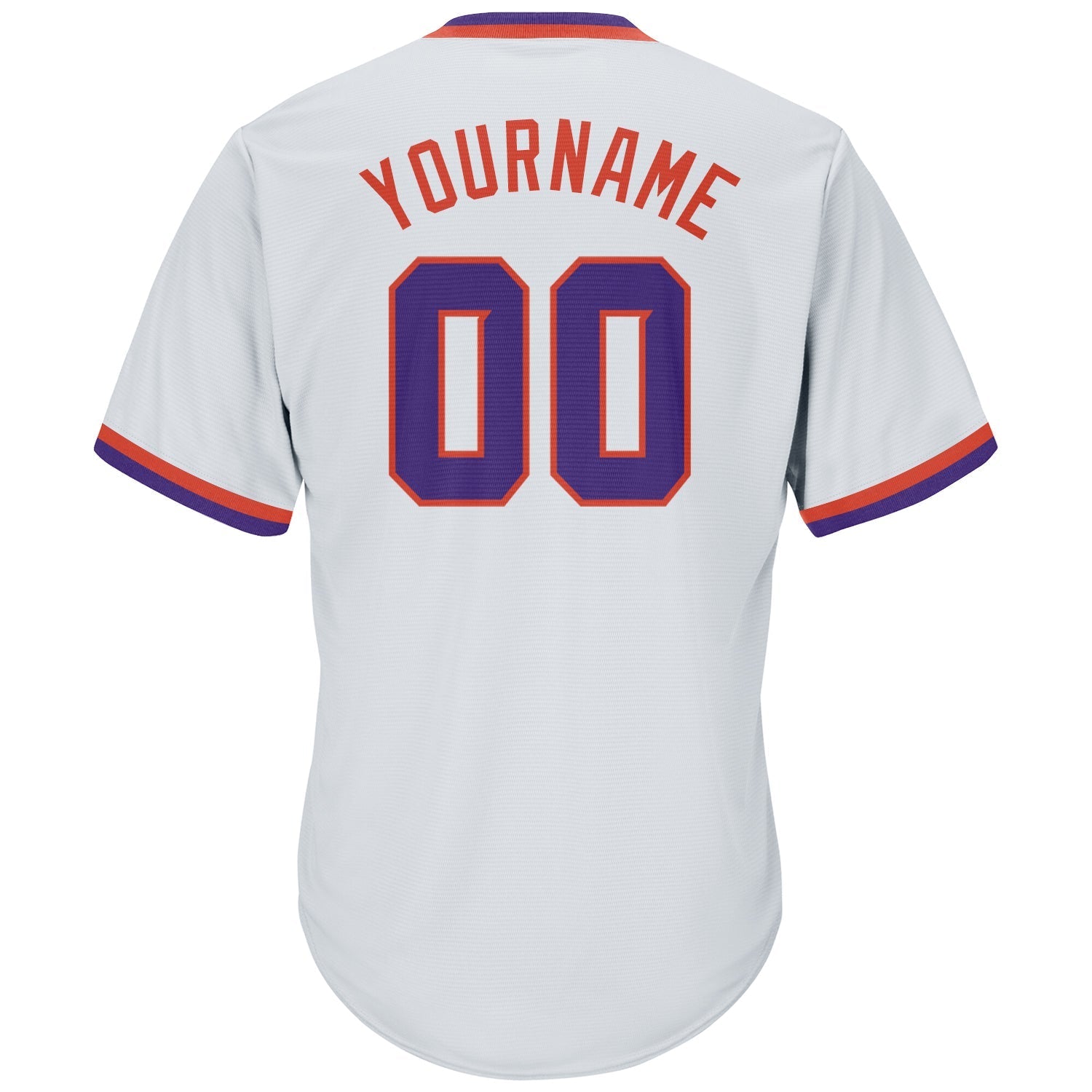 Custom White Purple-Orange Authentic Throwback Rib-Knit Baseball Jersey Shirt baseball jersey product view 3