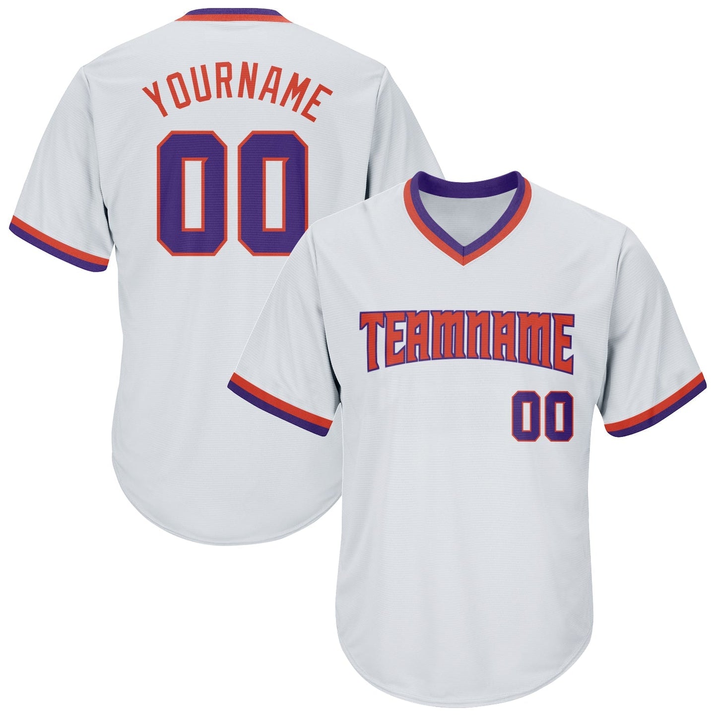 Custom White Purple-Orange Authentic Throwback Rib-Knit Baseball Jersey Shirt baseball jersey product view 1