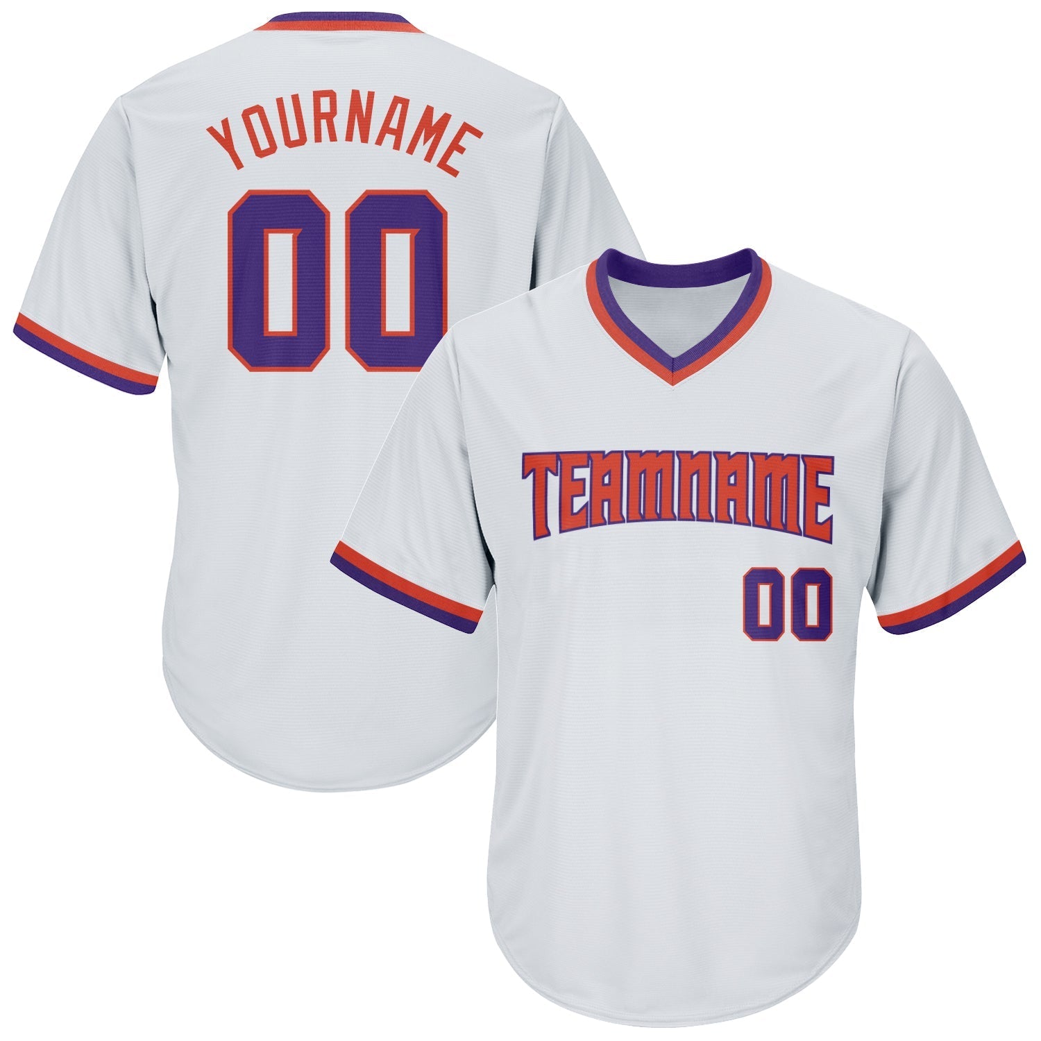 Custom White Purple-Orange Authentic Throwback Rib-Knit Baseball Jersey Shirt baseball jersey product view 1
