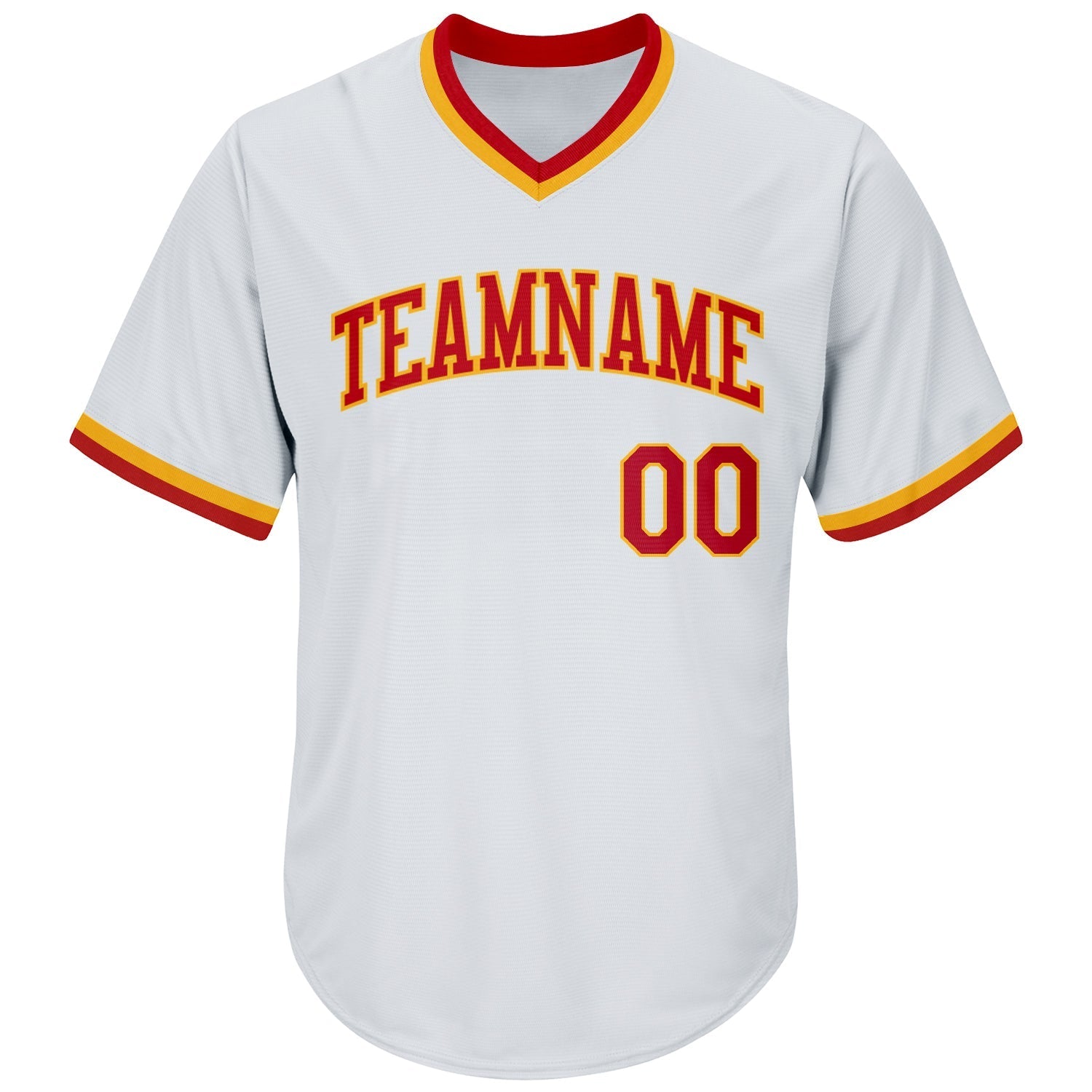 Custom White Red-Gold Authentic Throwback Rib-Knit Baseball Jersey Shirt baseball jersey product view 2