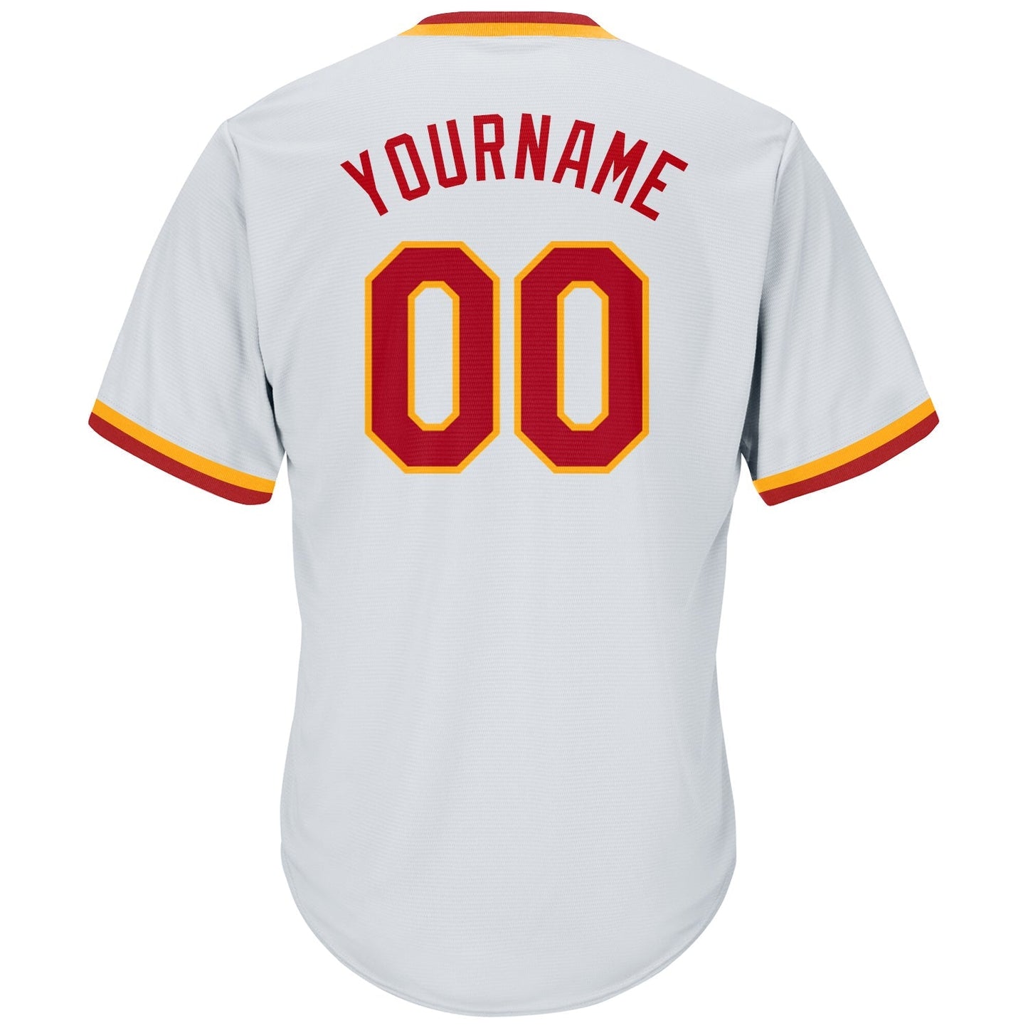 Custom White Red-Gold Authentic Throwback Rib-Knit Baseball Jersey Shirt baseball jersey product view 3