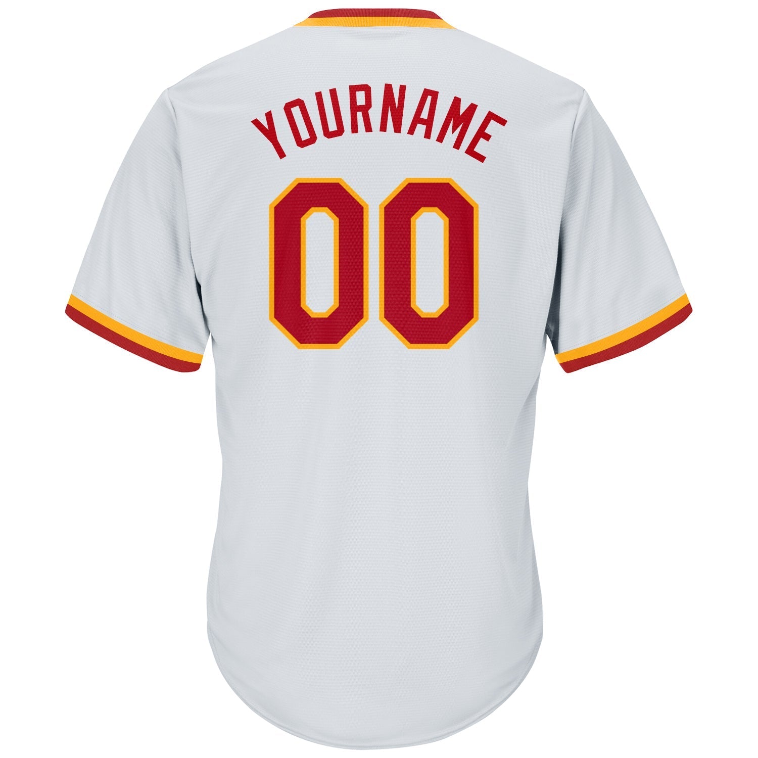 Custom White Red-Gold Authentic Throwback Rib-Knit Baseball Jersey Shirt baseball jersey product view 3
