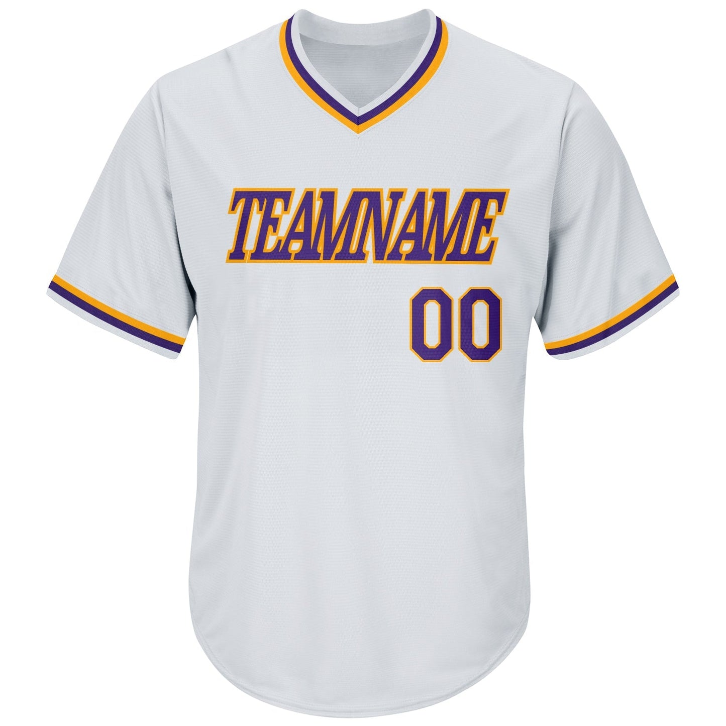 Custom White Purple-Gold Authentic Throwback Rib-Knit Baseball Jersey Shirt baseball jersey product view 2