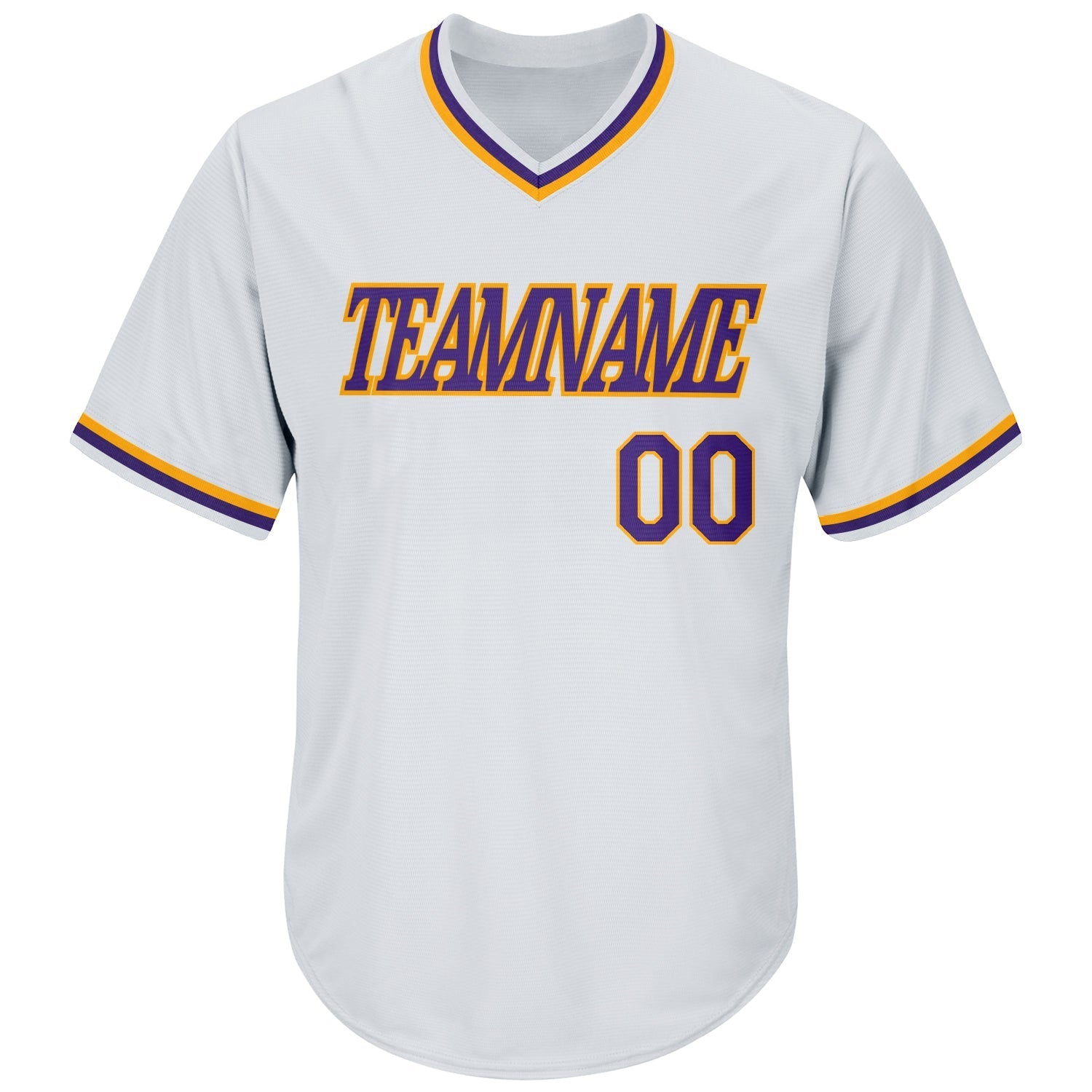 Custom White Purple-Gold Authentic Throwback Rib-Knit Baseball Jersey Shirt baseball jersey product view 2