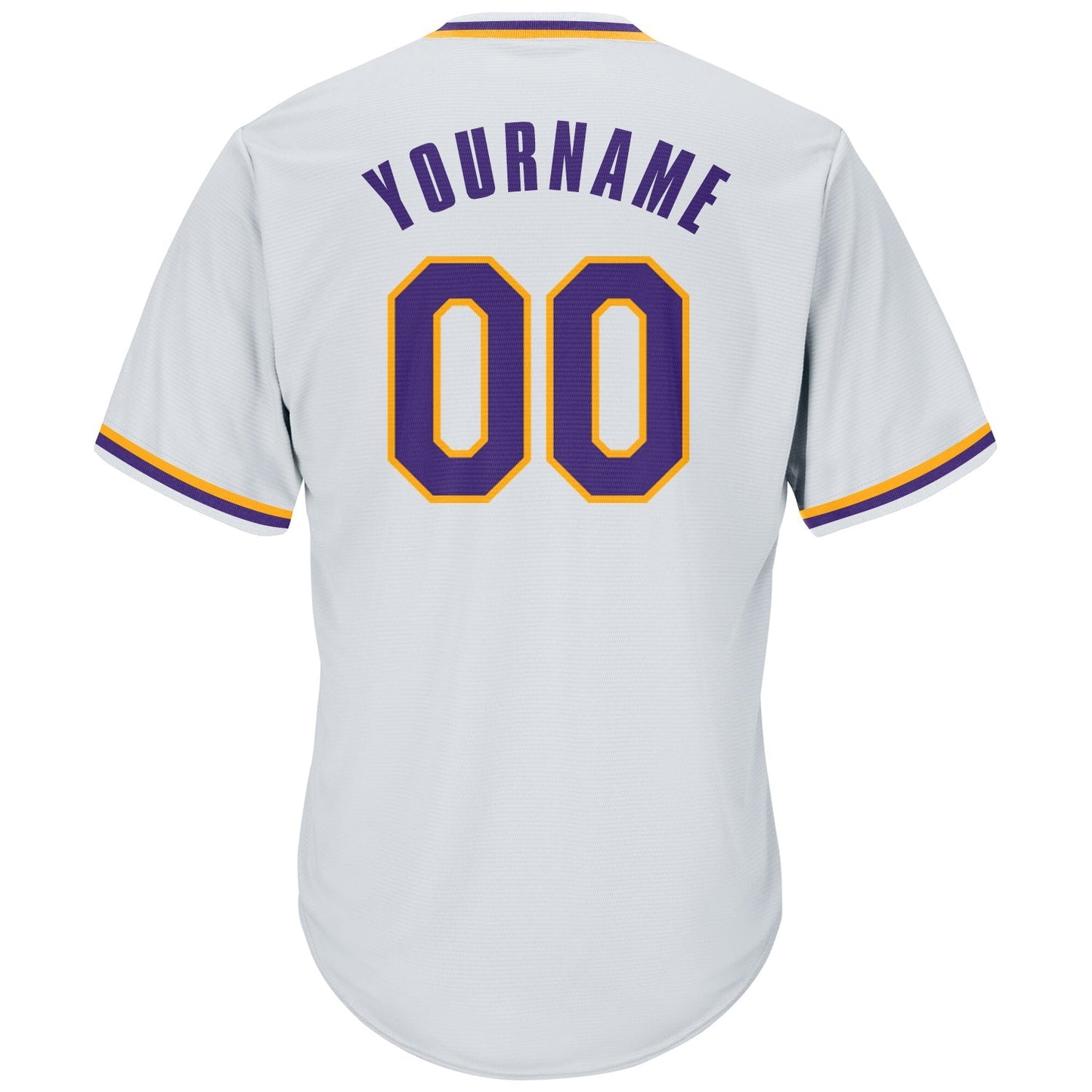 Custom White Purple-Gold Authentic Throwback Rib-Knit Baseball Jersey Shirt baseball jersey product view 3