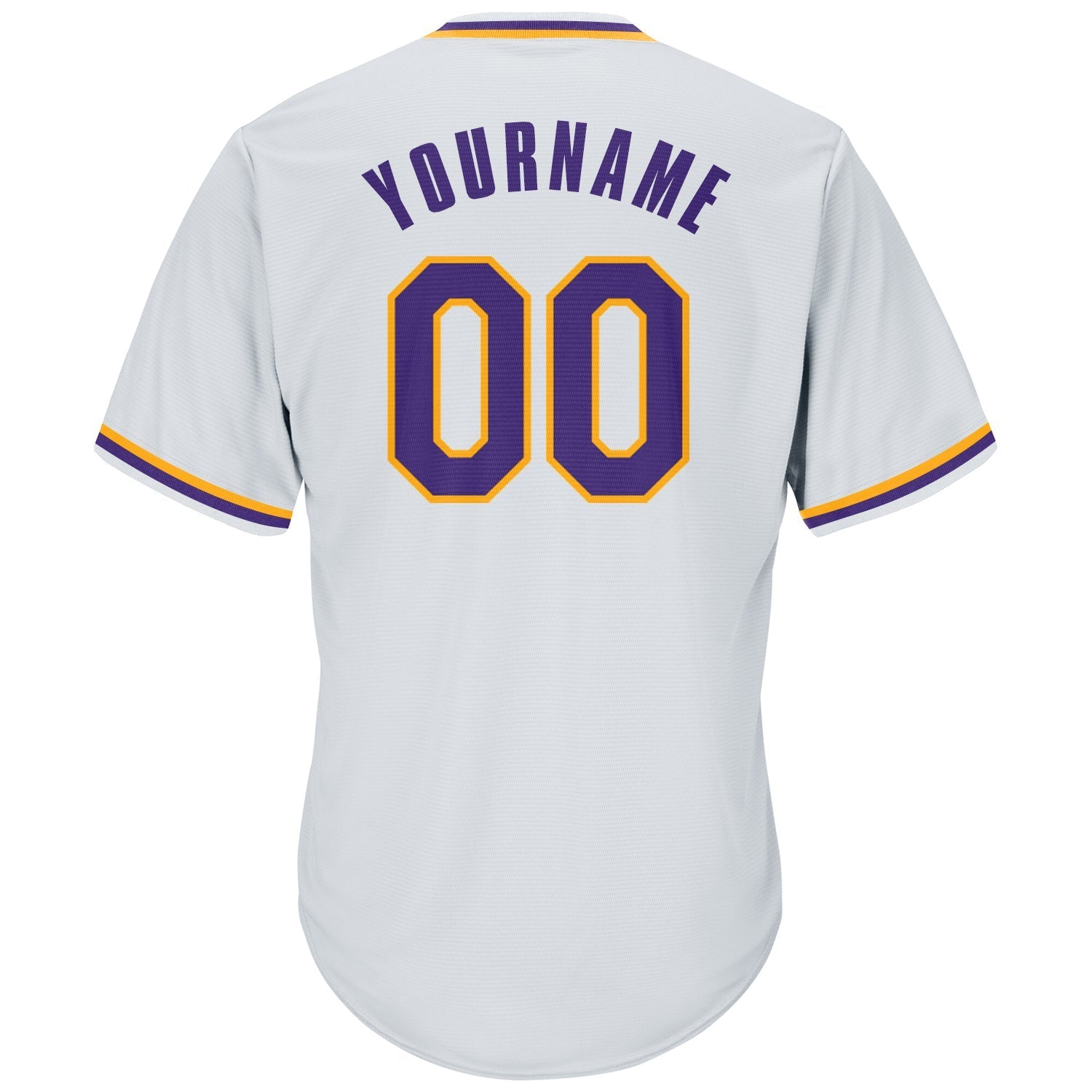 Custom White Purple-Gold Authentic Throwback Rib-Knit Baseball Jersey Shirt baseball jersey product view 3