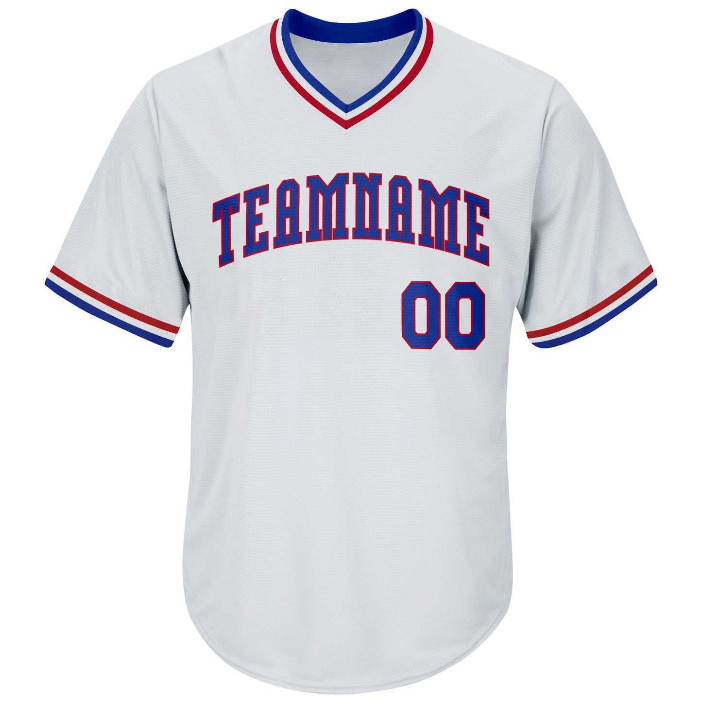 Custom White Royal-Red Authentic Throwback Rib-Knit Baseball Jersey Shirt baseball jersey product view 2