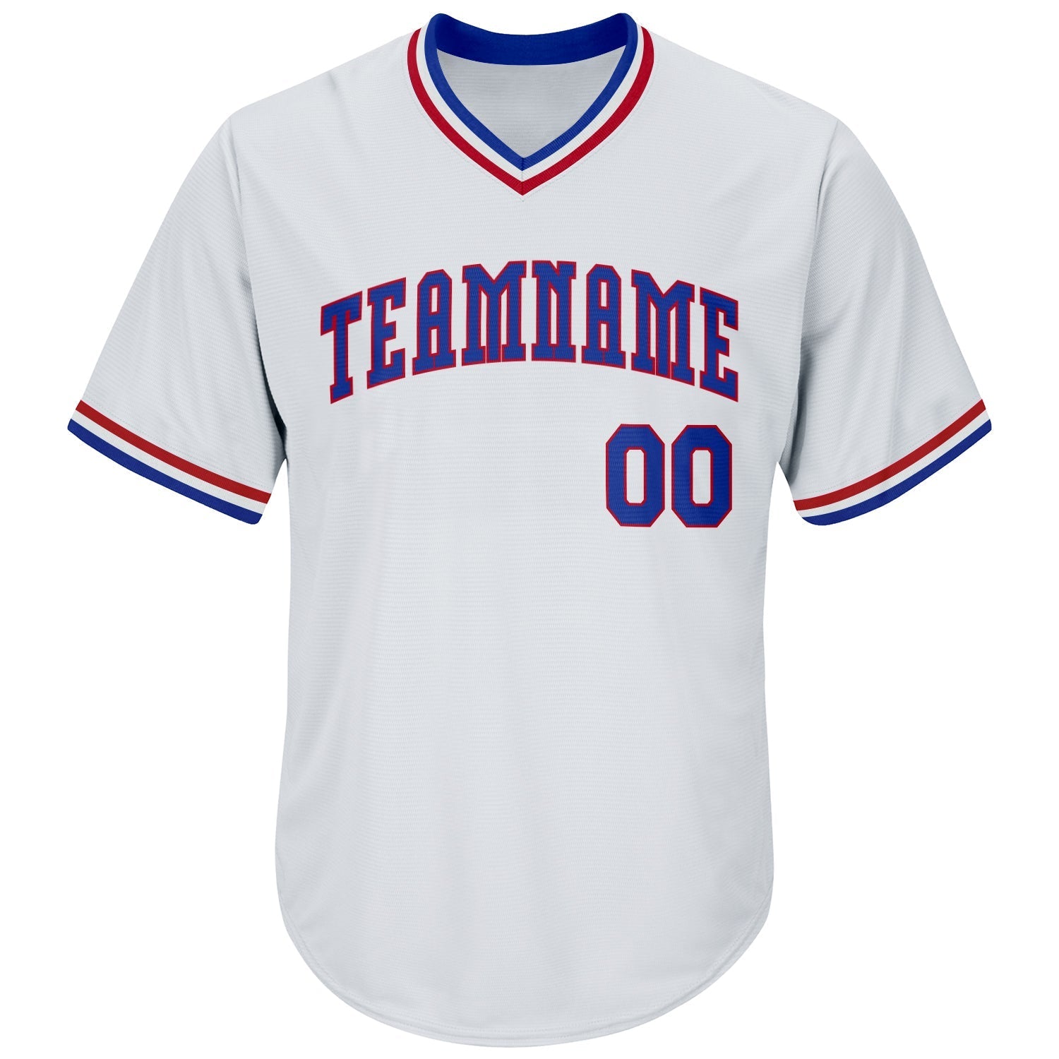 Custom White Royal-Red Authentic Throwback Rib-Knit Baseball Jersey Shirt baseball jersey product view 2