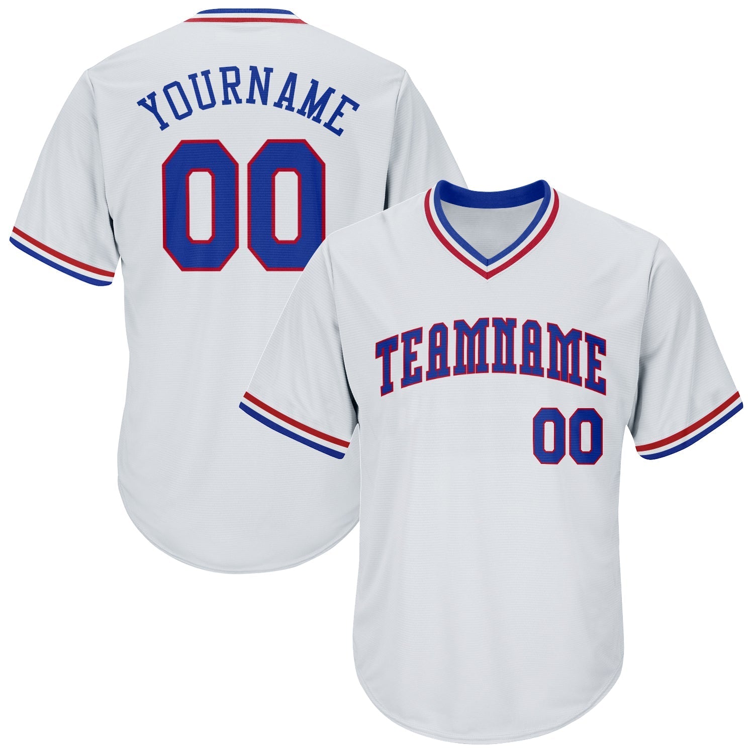 Custom White Royal-Red Authentic Throwback Rib-Knit Baseball Jersey Shirt baseball jersey product view 1