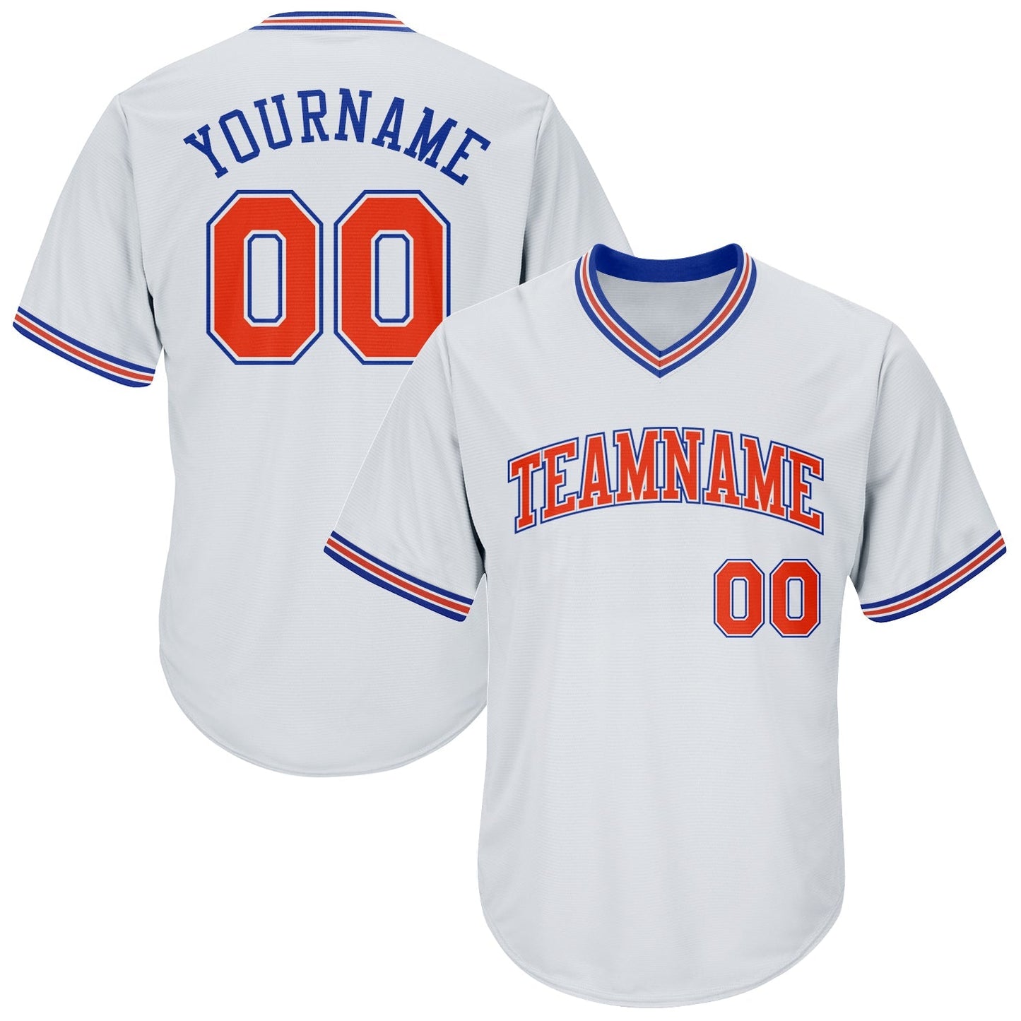 Custom White Orange-Royal Authentic Throwback Rib-Knit Baseball Jersey Shirt baseball jersey product view 1