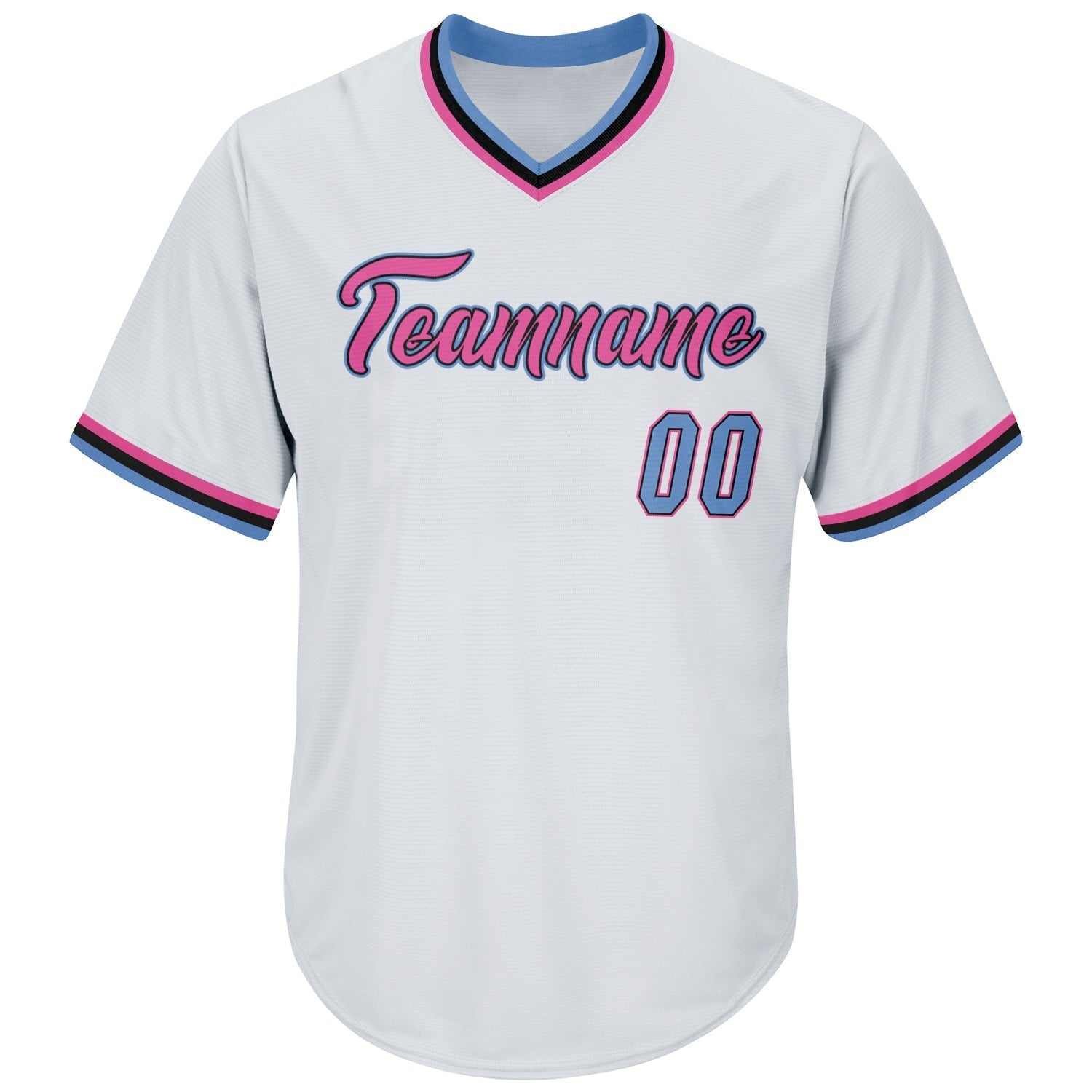 Custom White Light Blue-Pink Authentic Throwback Rib-Knit Baseball Jersey Shirt baseball jersey product view 2