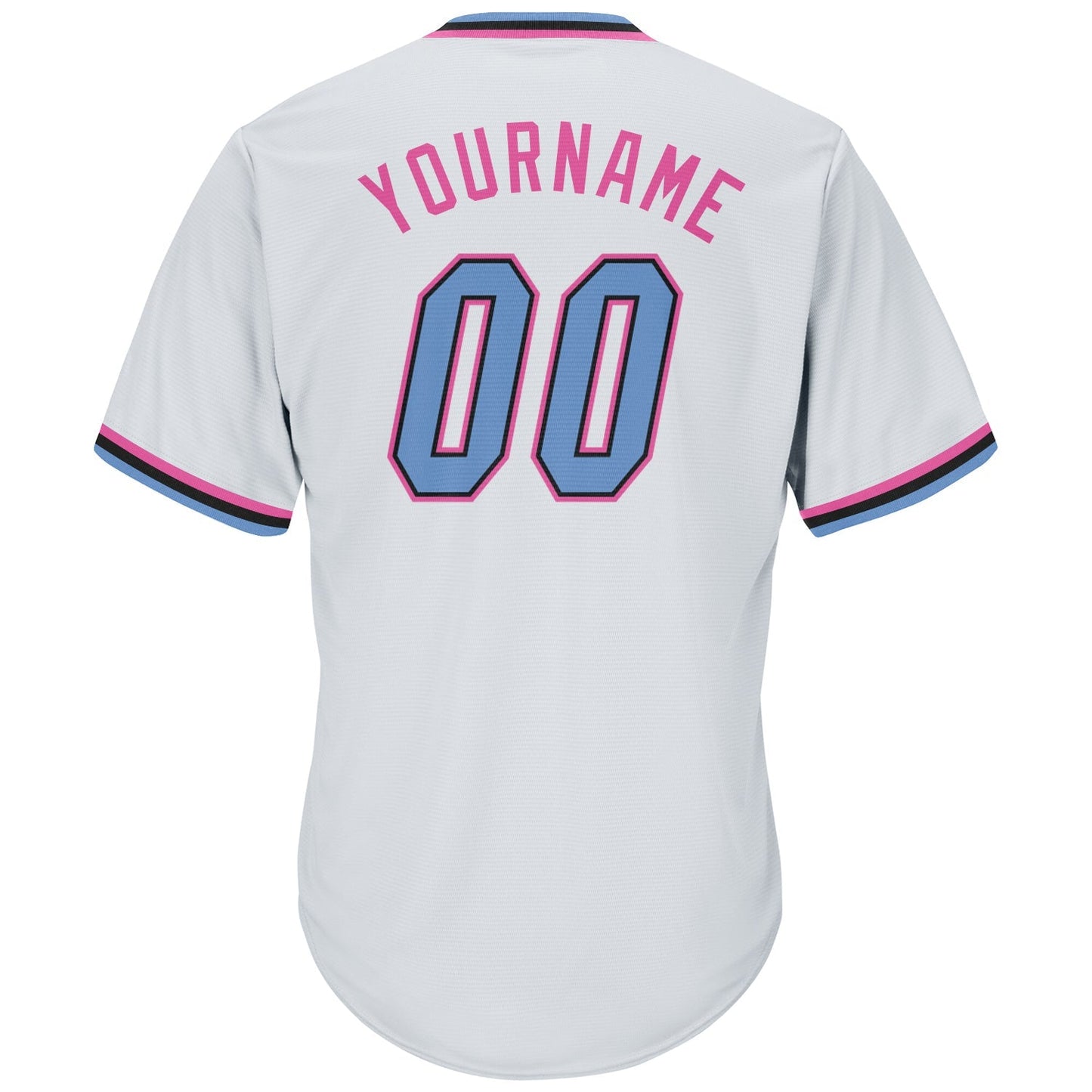 Custom White Light Blue-Pink Authentic Throwback Rib-Knit Baseball Jersey Shirt baseball jersey product view 3