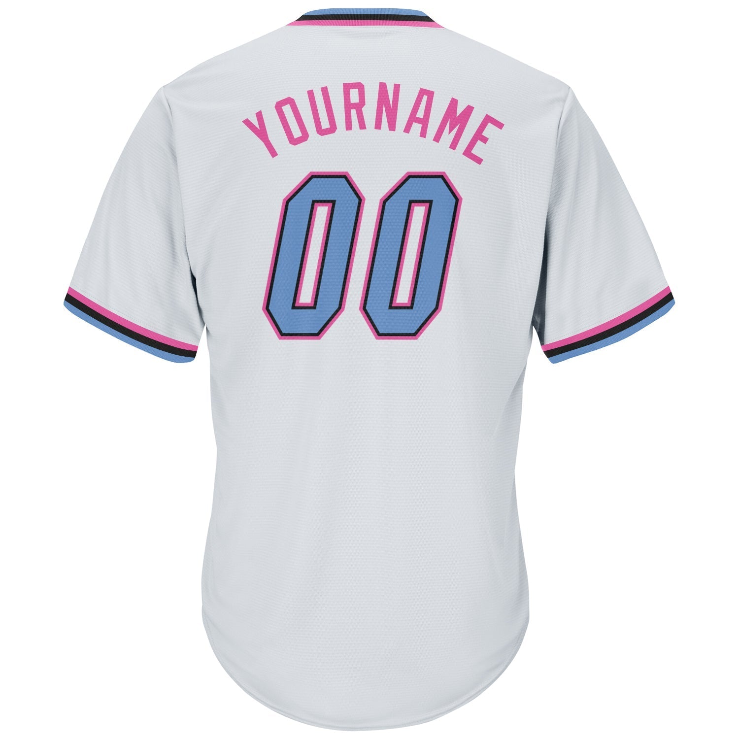Custom White Light Blue-Pink Authentic Throwback Rib-Knit Baseball Jersey Shirt baseball jersey product view 3