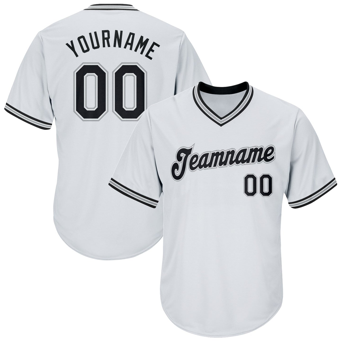 Custom White Black-Gray Authentic Throwback Rib-Knit Baseball Jersey Shirt baseball jersey product view 1