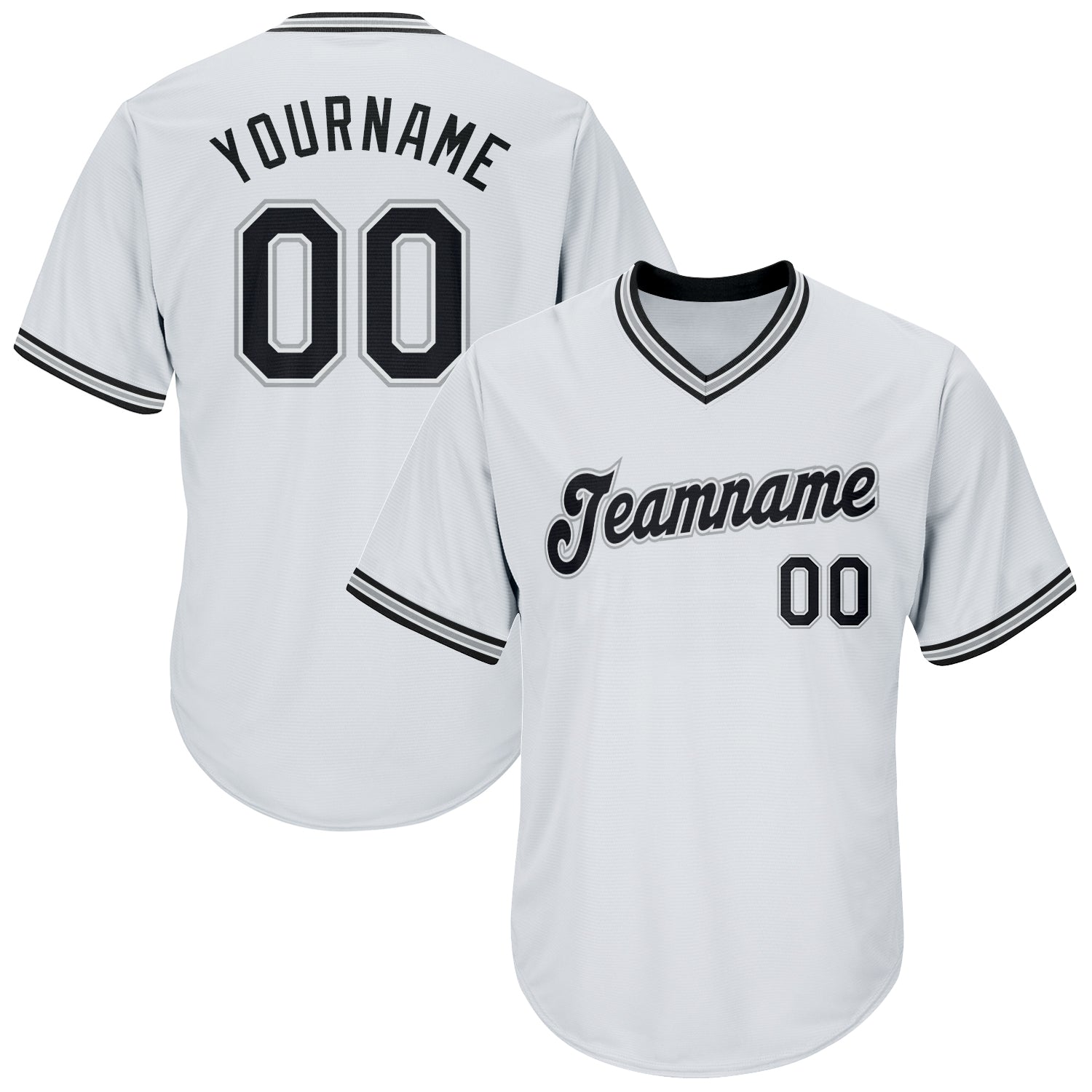 Custom White Black-Gray Authentic Throwback Rib-Knit Baseball Jersey Shirt baseball jersey product view 1