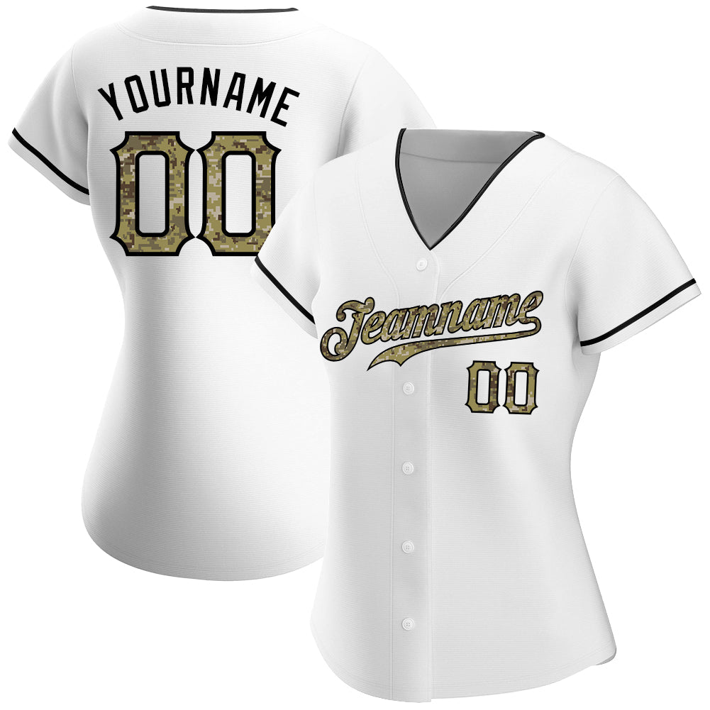 Custom White Camo-Black Authentic Baseball Jersey baseball jersey product view 2