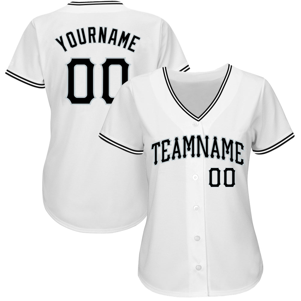 Custom White Black-Silver Authentic Baseball Jersey baseball jersey product view 2