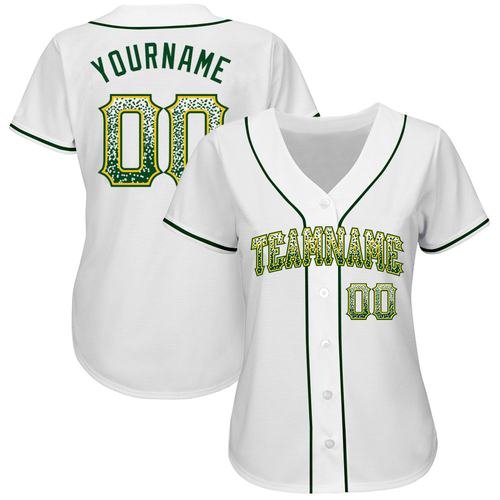 Custom White Green-Gold Authentic Drift Fashion Baseball Jersey baseball jersey product view 2
