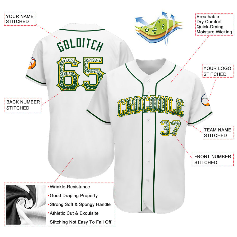 Custom White Green-Gold Authentic Drift Fashion Baseball Jersey baseball jersey product view 3