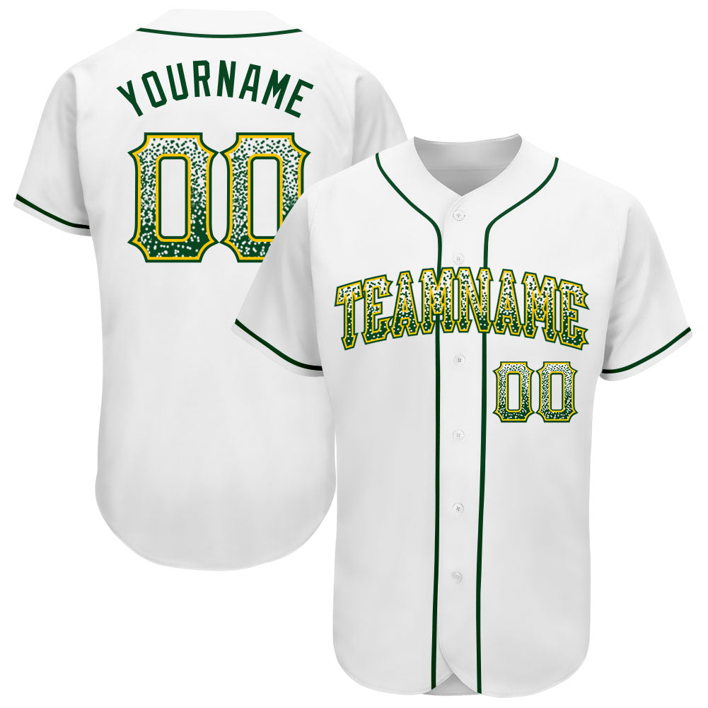 Custom White Green-Gold Authentic Drift Fashion Baseball Jersey baseball jersey product view 1