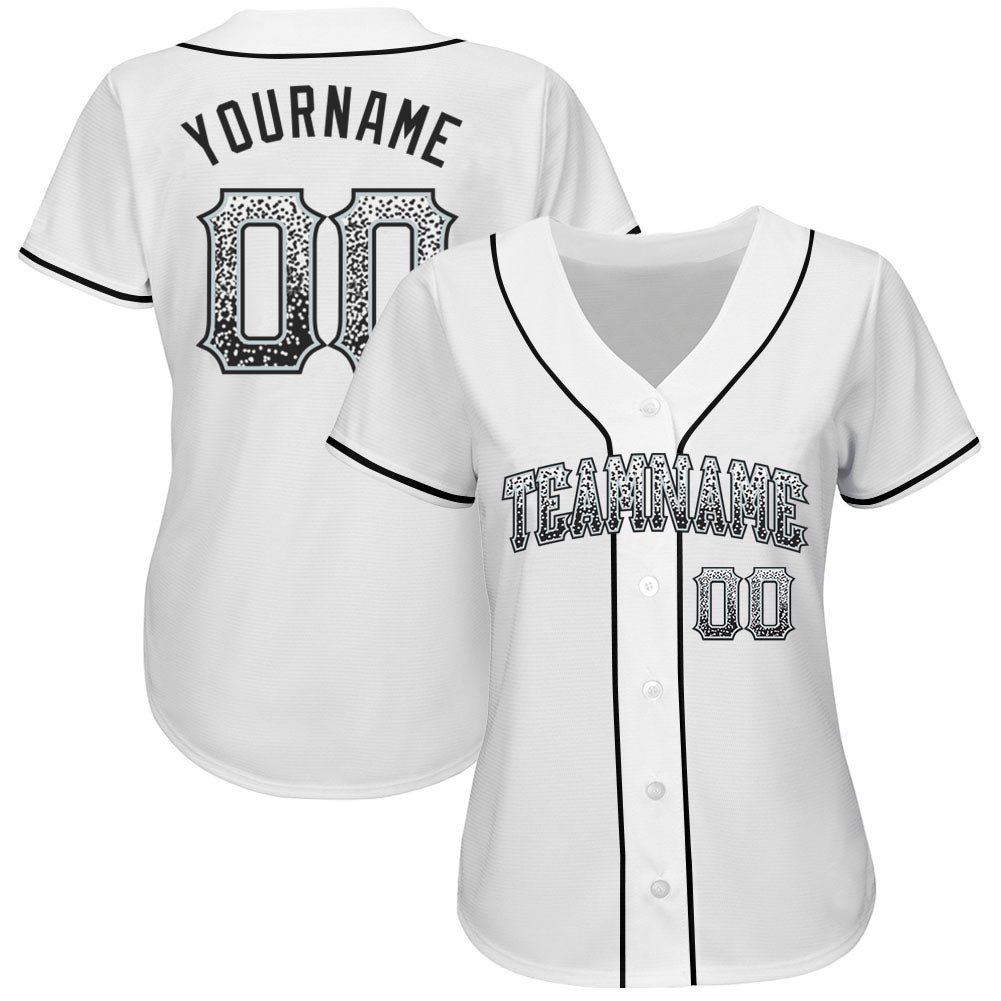 Custom White Black-Silver Authentic Drift Fashion Baseball Jersey baseball jersey product view 2