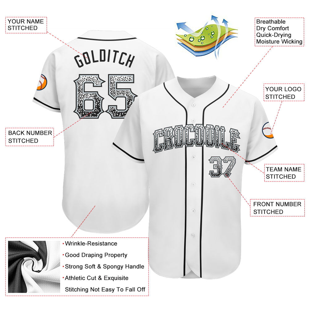 Custom White Black-Silver Authentic Drift Fashion Baseball Jersey baseball jersey product view 3