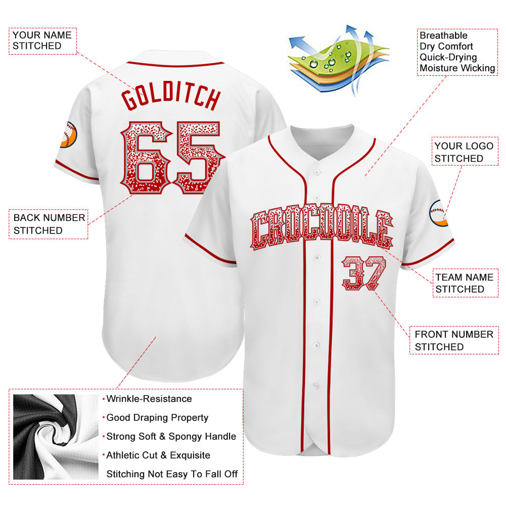 Custom White Red-Gray Authentic Drift Fashion Baseball Jersey baseball jersey product view 3