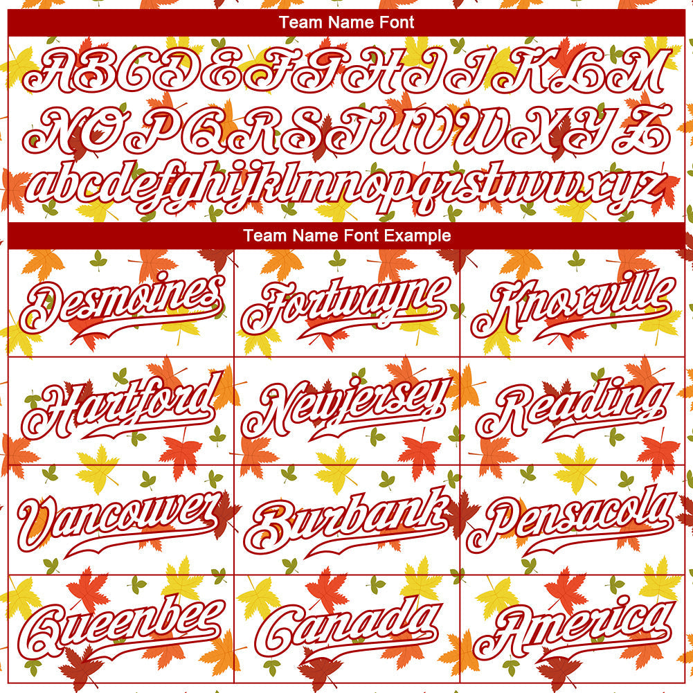 Custom White White-Red 3D Pattern Design Autumn Leaves Authentic Baseball Jersey baseball jersey product view 4