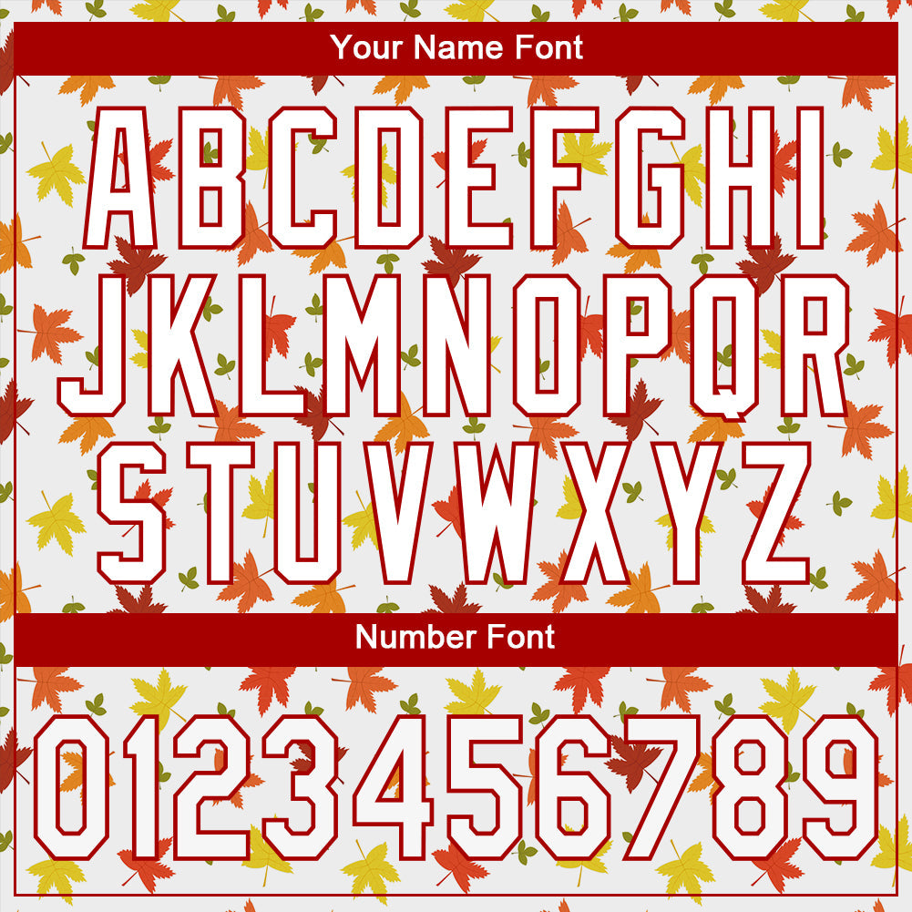 Custom White White-Red 3D Pattern Design Autumn Leaves Authentic Baseball Jersey baseball jersey product view 5