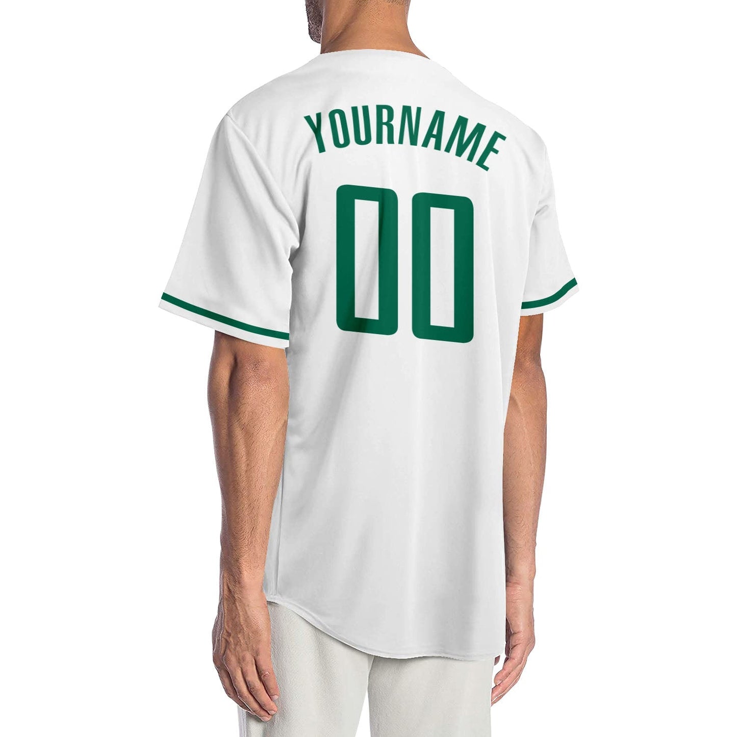 Custom White Kelly Green-Gray Authentic Baseball Jersey baseball jersey product view 2