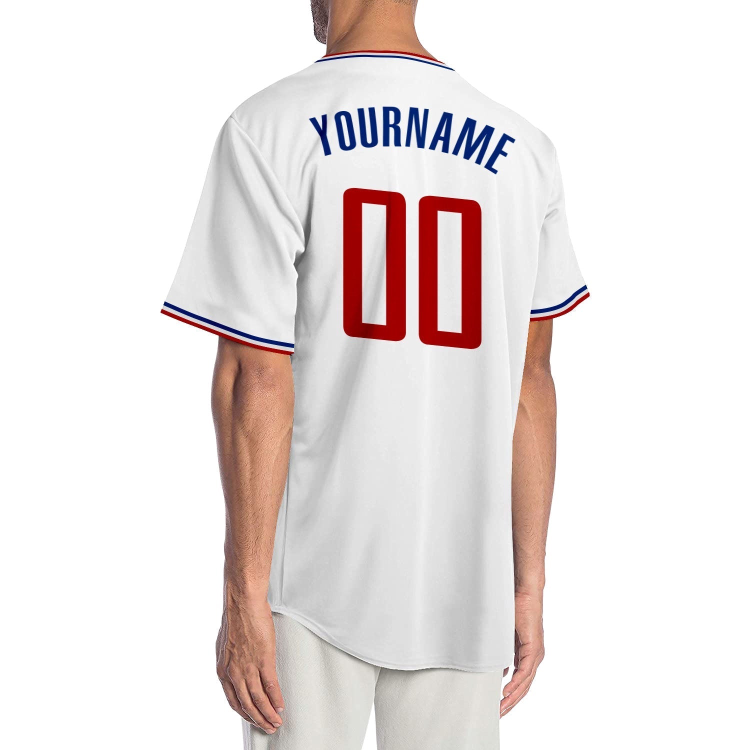 Custom White Red-Royal Authentic Baseball Jersey baseball jersey product view 2