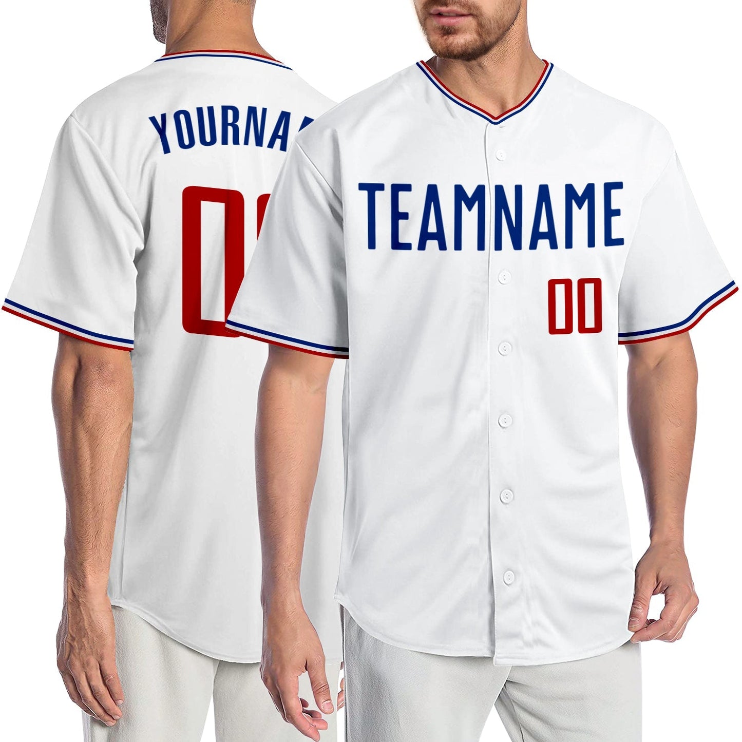 Custom White Red-Royal Authentic Baseball Jersey baseball jersey product view 1