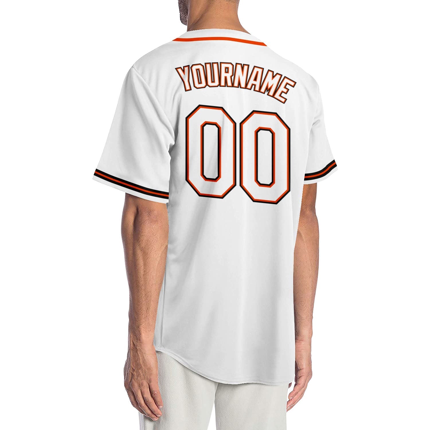 Custom White White-Orange Authentic Baseball Jersey baseball jersey product view 2