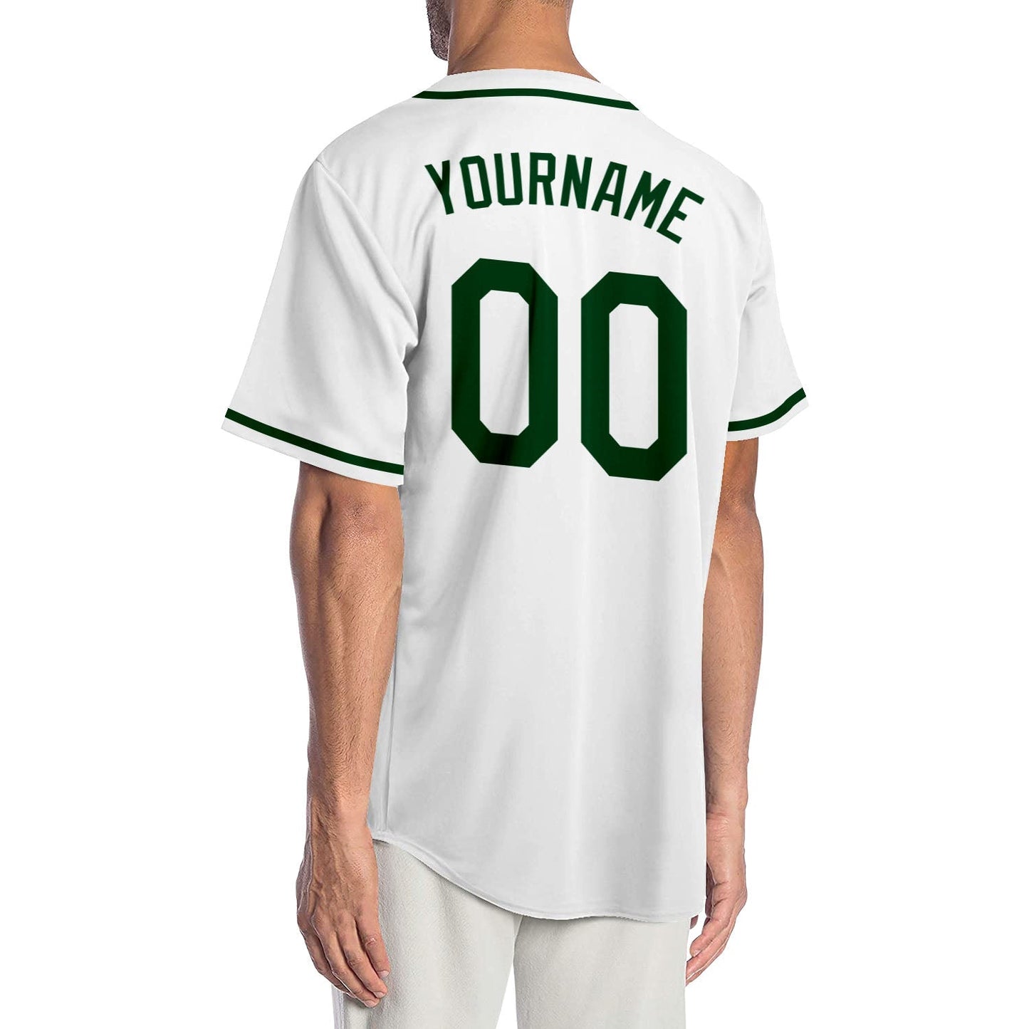 Custom White Green-Black Authentic Baseball Jersey baseball jersey product view 2