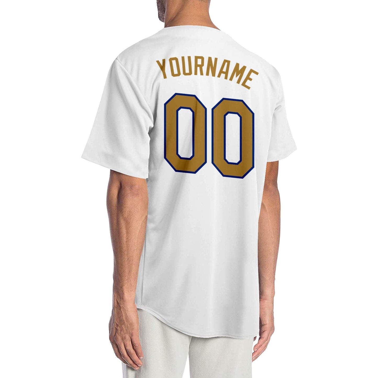 Custom White Old Gold-Red Authentic Baseball Jersey baseball jersey product view 2