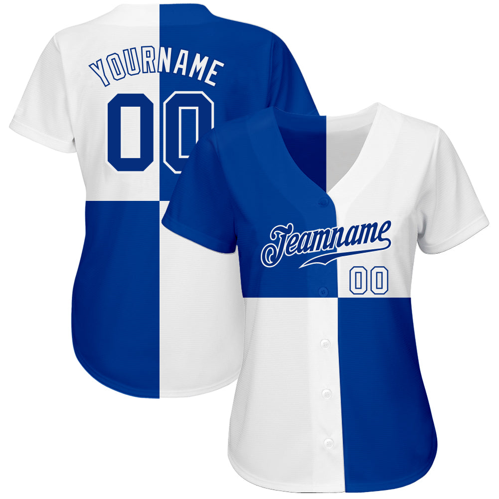 Custom White Royal 3D Pattern Design Multicolor Authentic Baseball Jersey baseball jersey product view 2