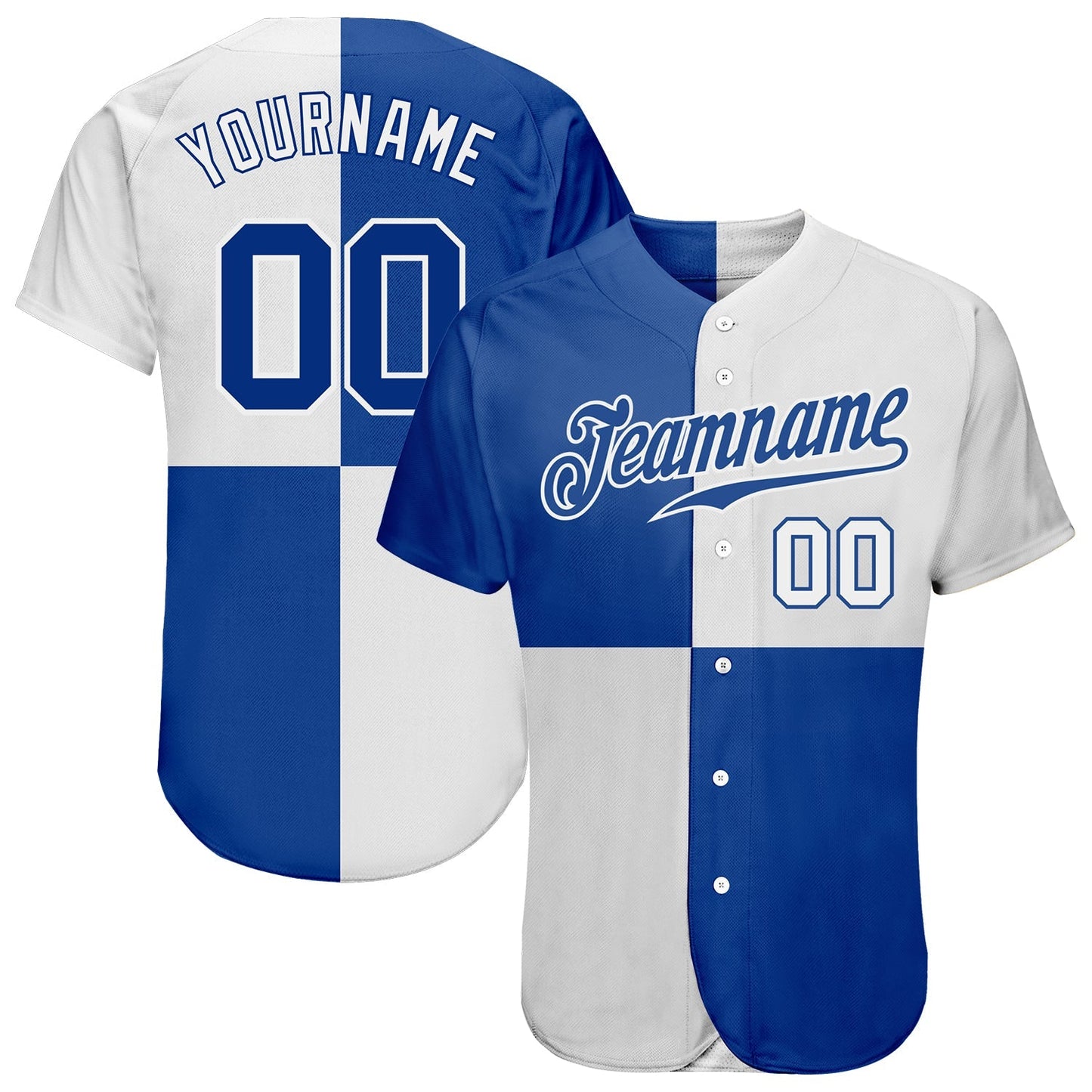 Custom White Royal 3D Pattern Design Multicolor Authentic Baseball Jersey baseball jersey product view 1