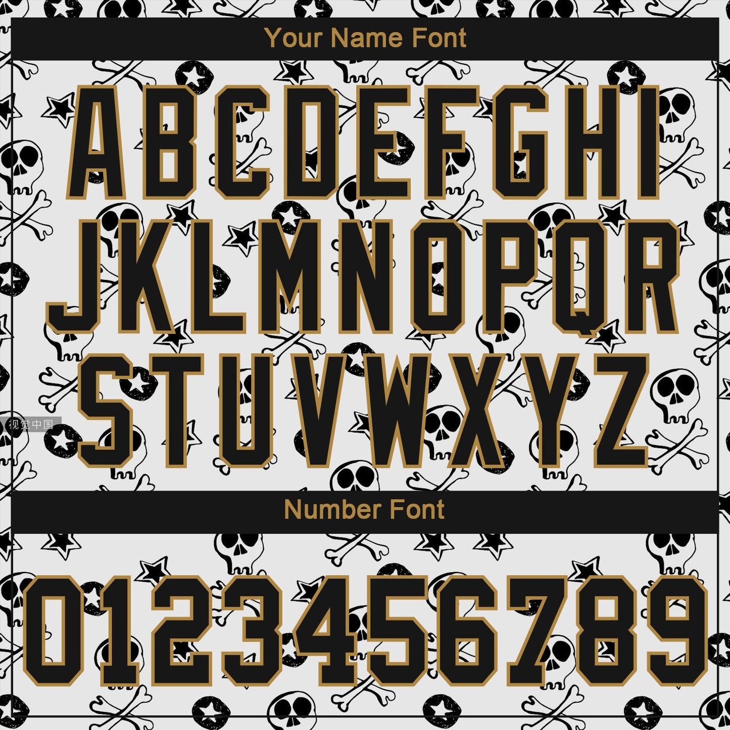 Custom White Black-Old Gold 3D Skull Fashion Authentic Baseball Jersey baseball jersey product view 5